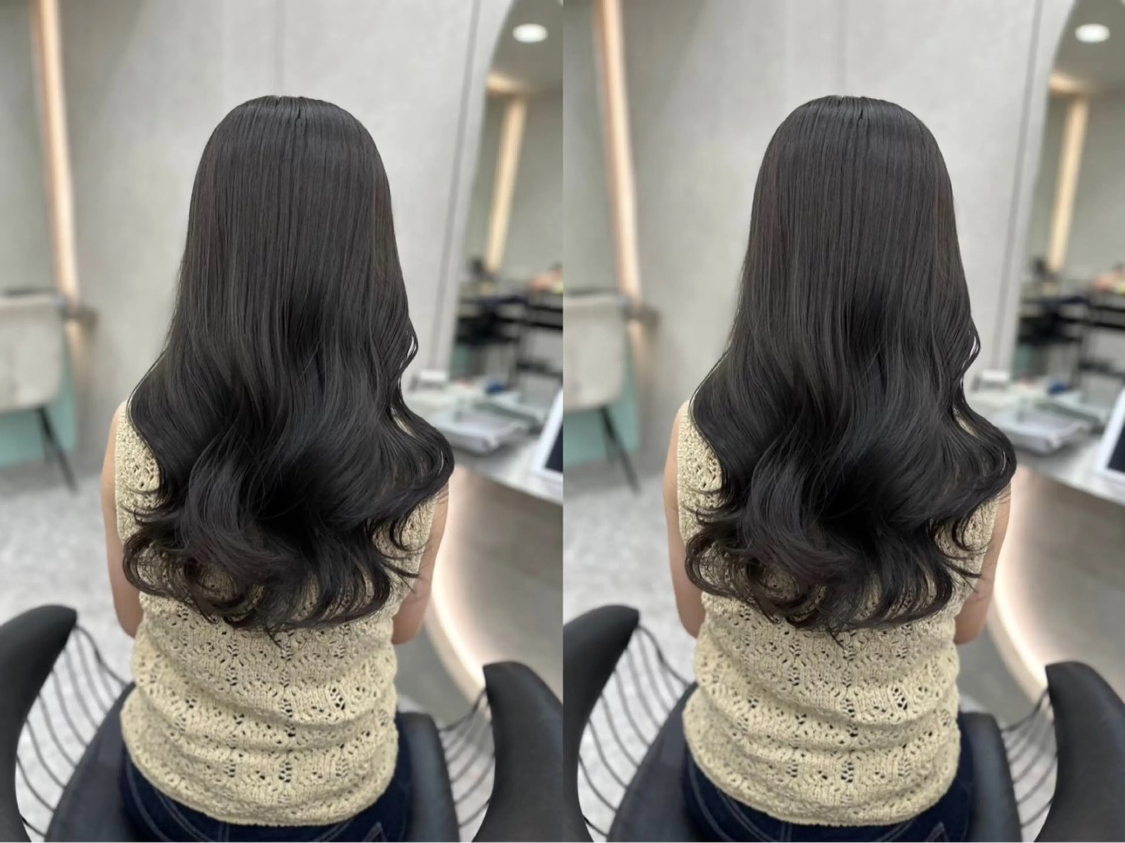 セミロング カラー 髪質改善 レイヤーカット 縮毛矯正 【博多髪質改善】 吉村　清志のヘアスタイル