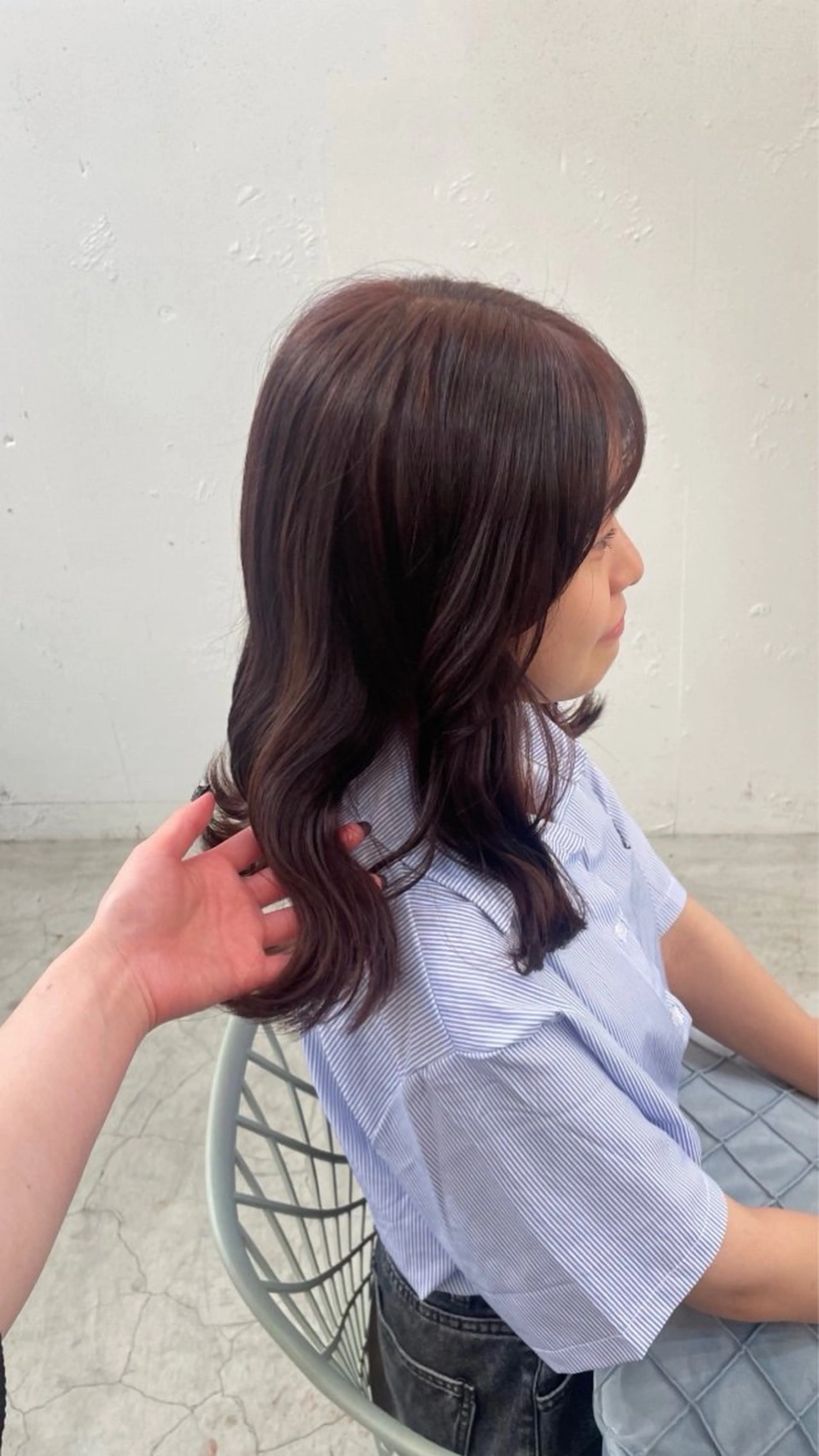 ミディアム カラー ブラウンカラー ピンクカラー ピンクブラウン ナカノユウ/本厚木/ レイヤーカットのヘアスタイル