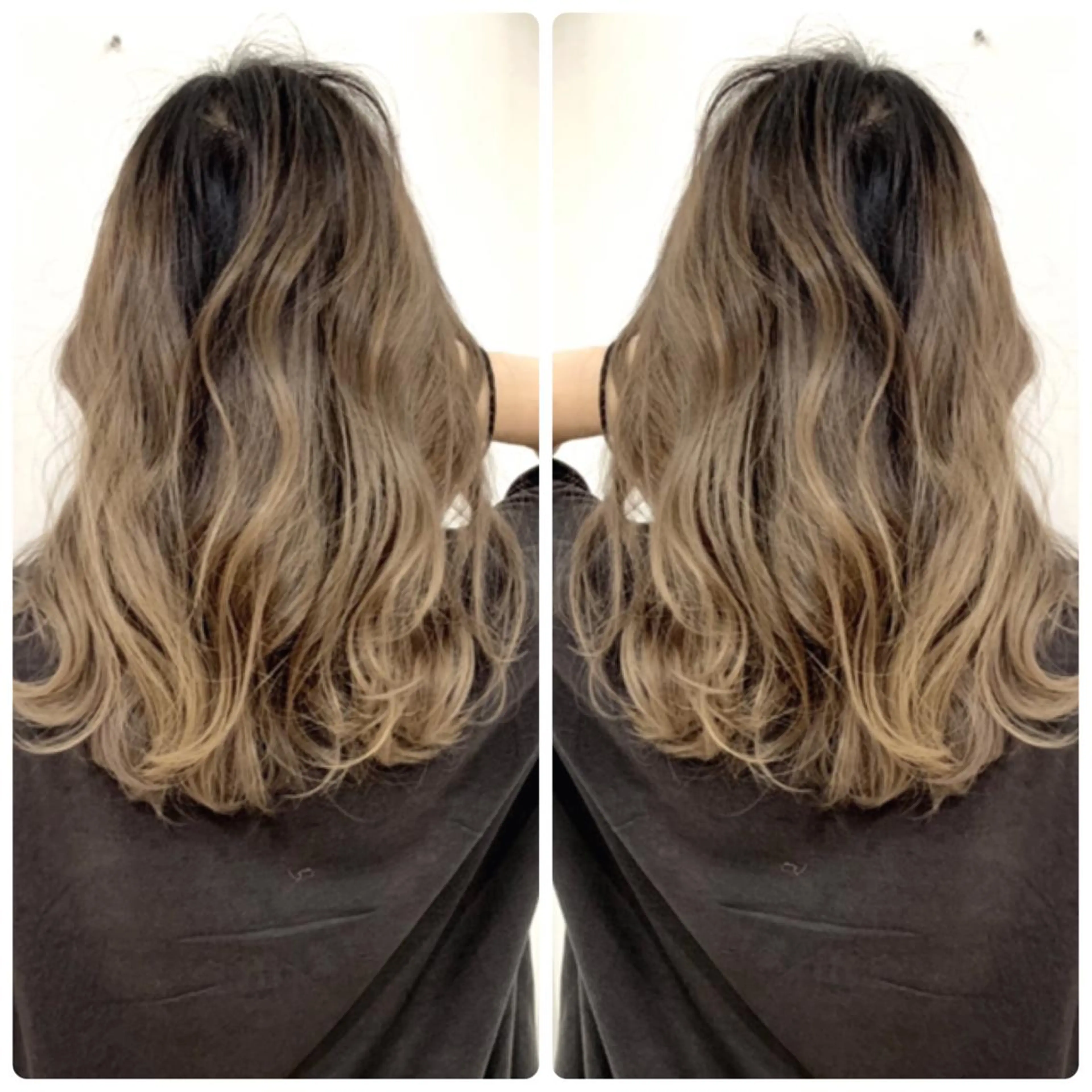 ミディアム カラー アッシュ バレイヤージュ ブリーチ デザインカラー グレージュ カット ヘアカラー トリートメント 京都大人女性ショート 徒歩1分/秋山のヘアスタイル