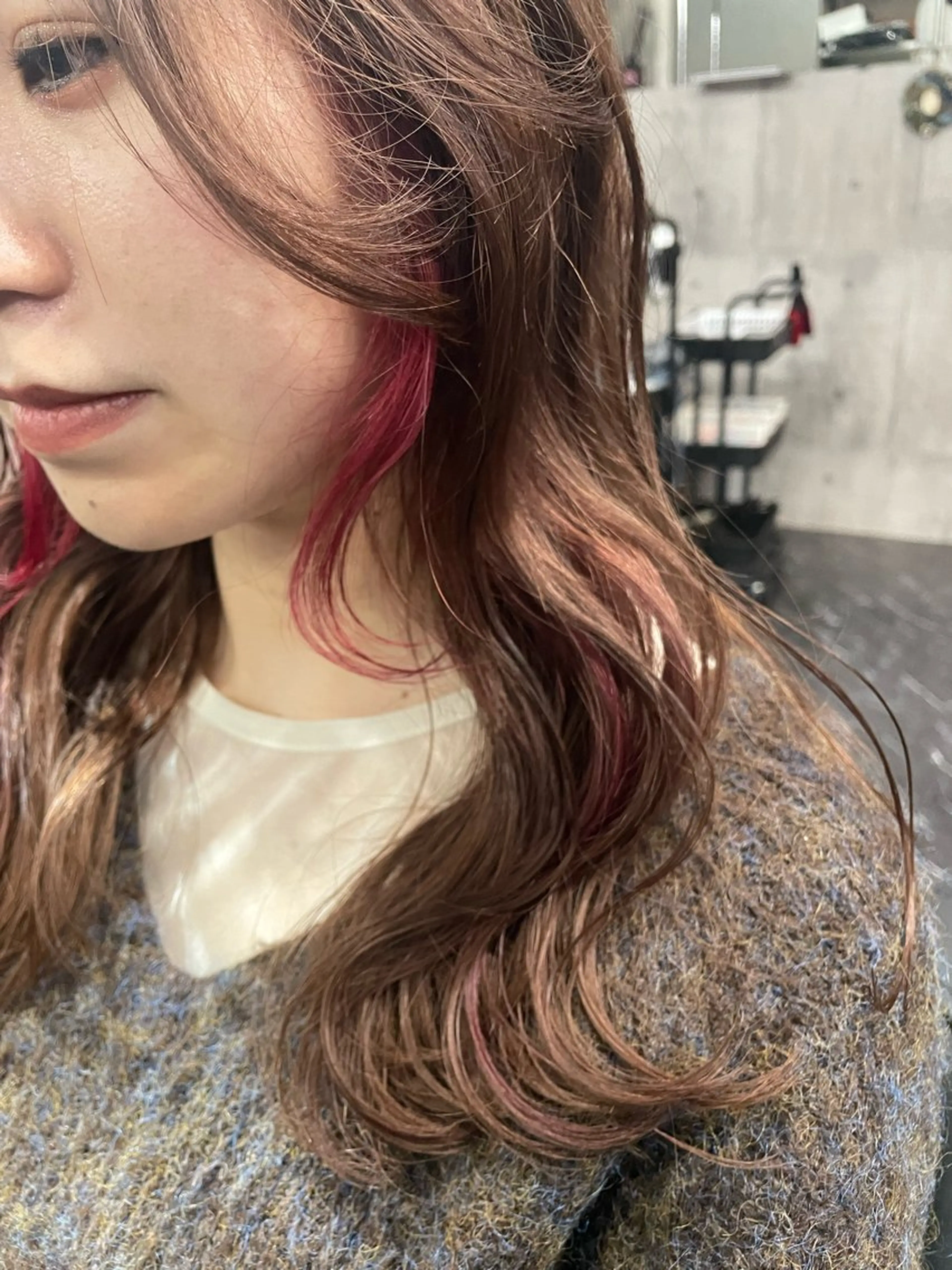 セミロング カラー NINE+/代表 ブリーチ特化型サロンのヘアスタイル