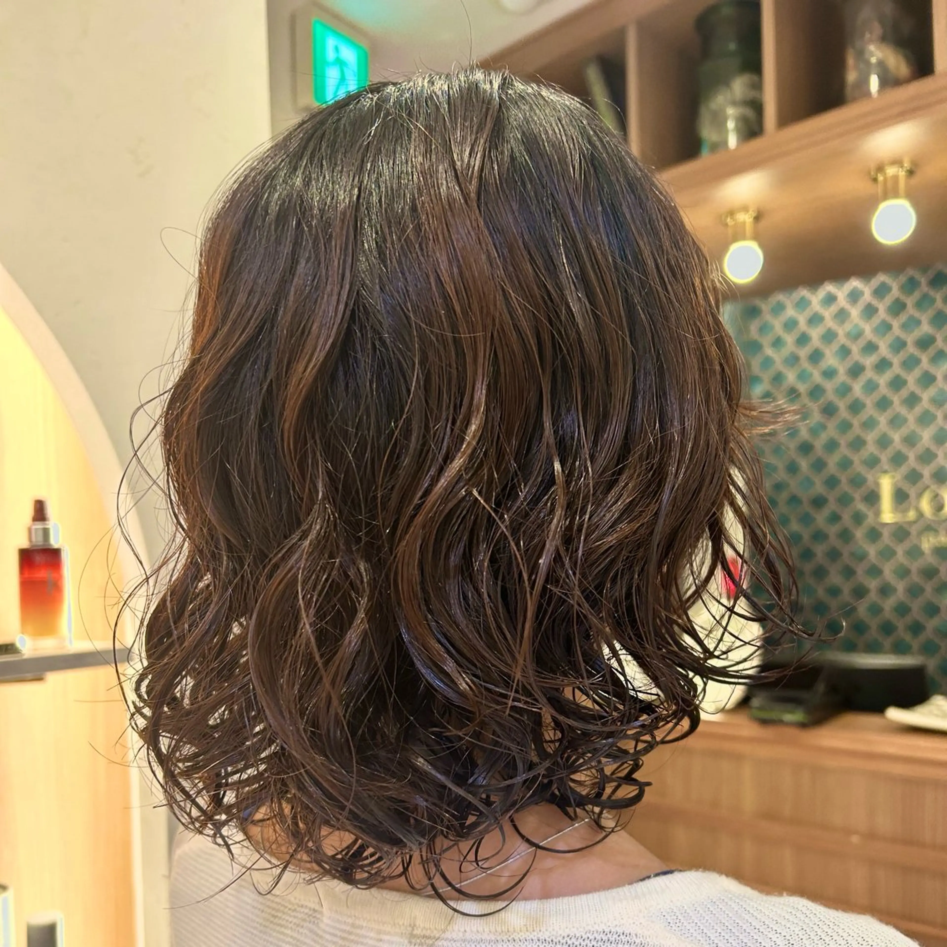 ミディアム パーマ カット パーマ トリートメント ヘッドスパ オリーブカラー/みづ き/ボブパーマ🤍のヘアスタイル