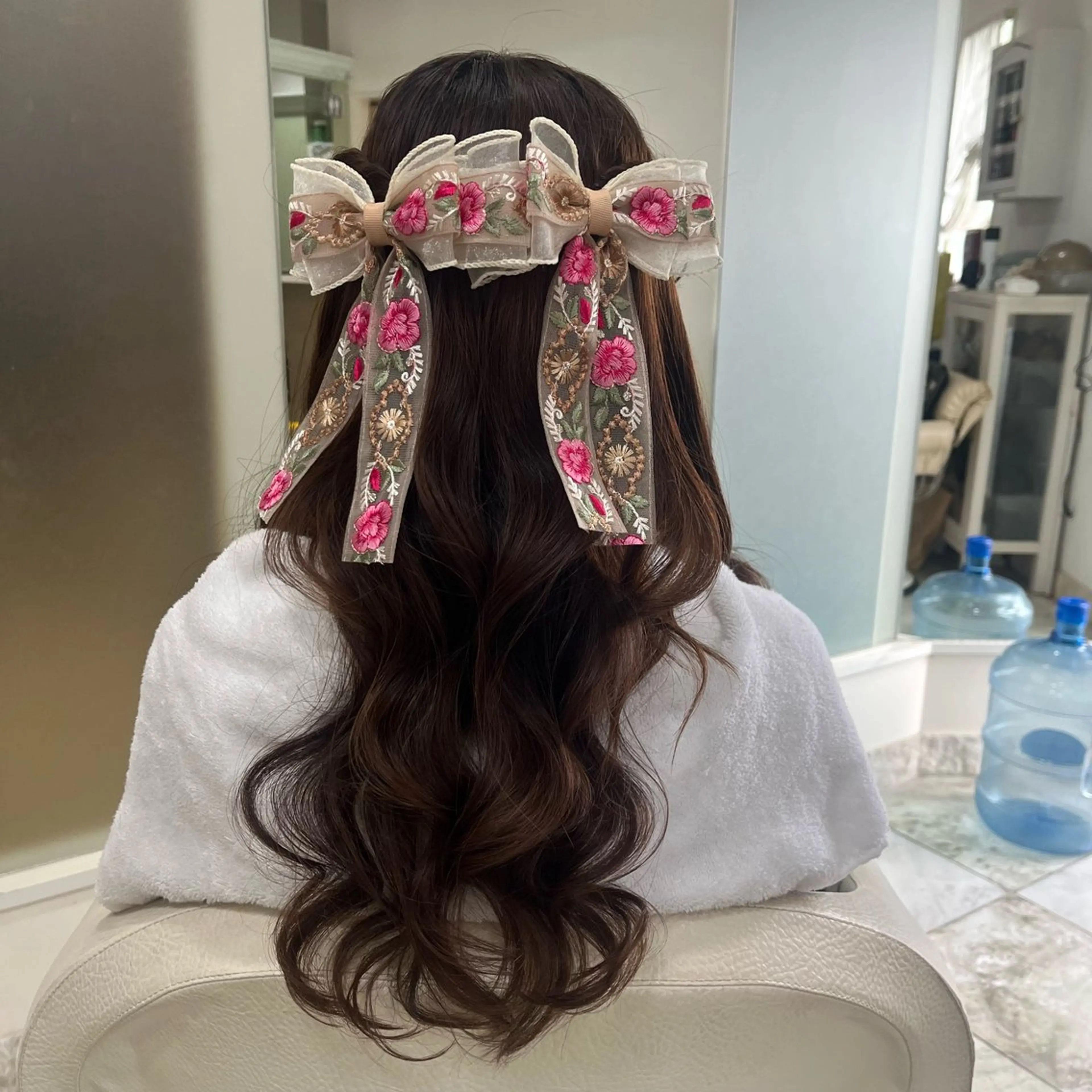 ロング ヘアアレンジ ハーフアップ 玉城 里奈のマツエク・マツパデザイン