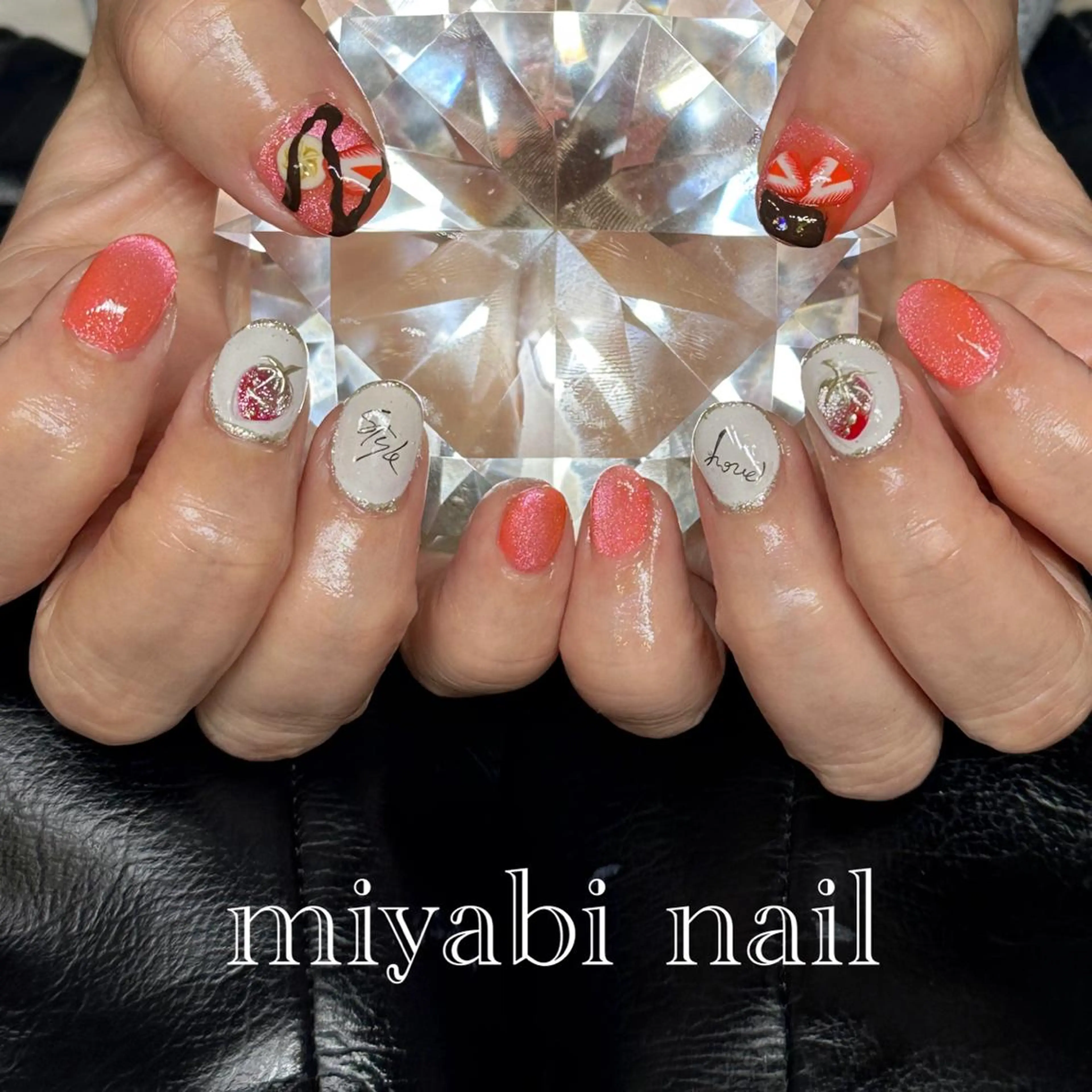 ネイル マグネットネイル 持ち込み ピンク 春ネイル ハンドネイル miyabi nail 桂川駅近くのネイルデザイン