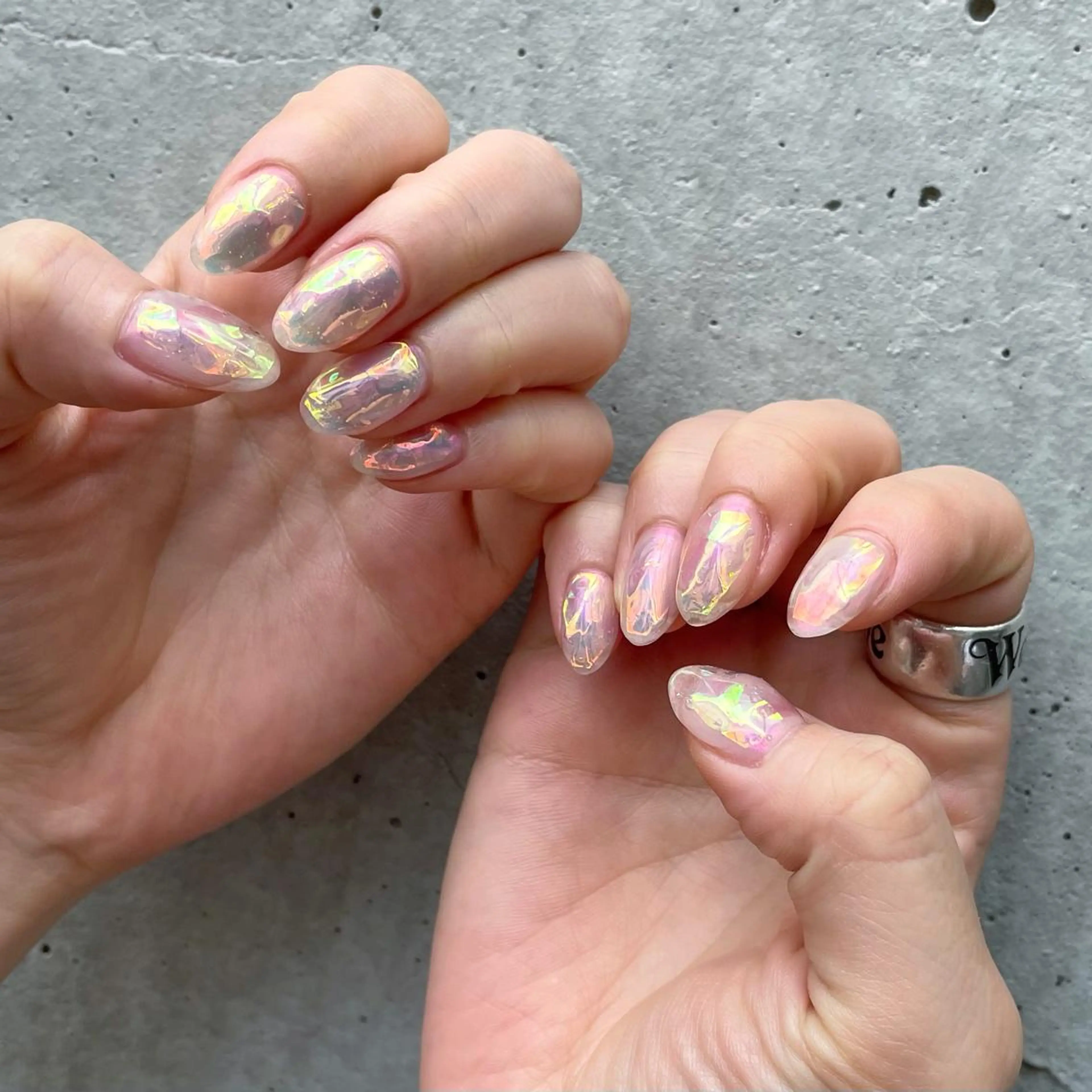 ネイル オーロラネイル クリアネイル 氷ネイル・うるうるネイル 山藤 萌永のネイルデザイン