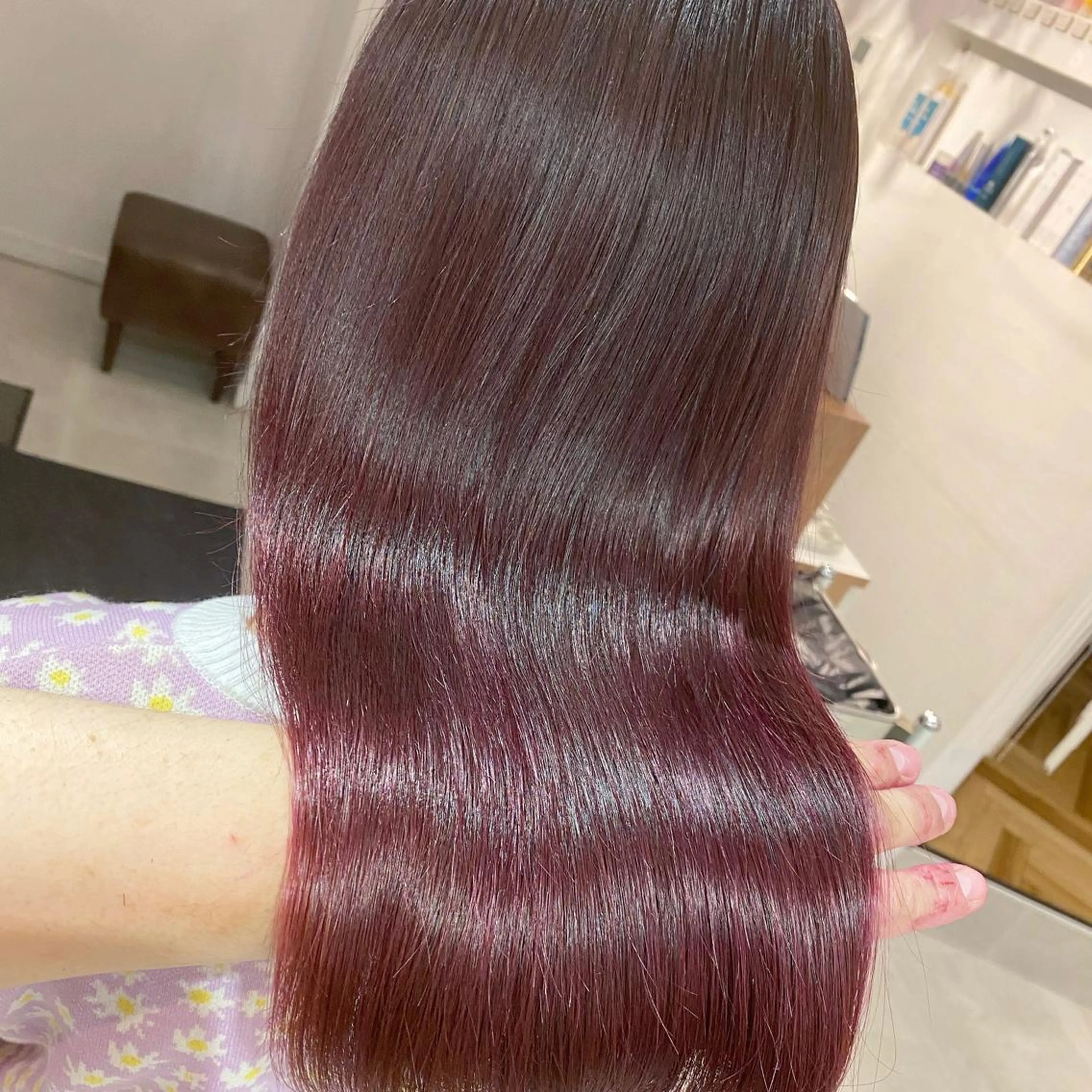 ロング カラー ピンクカラー パープルカラー 髪質改善 トリートメント 酸熱トリートメント 髪質改善特化 安東駿介のヘアスタイル