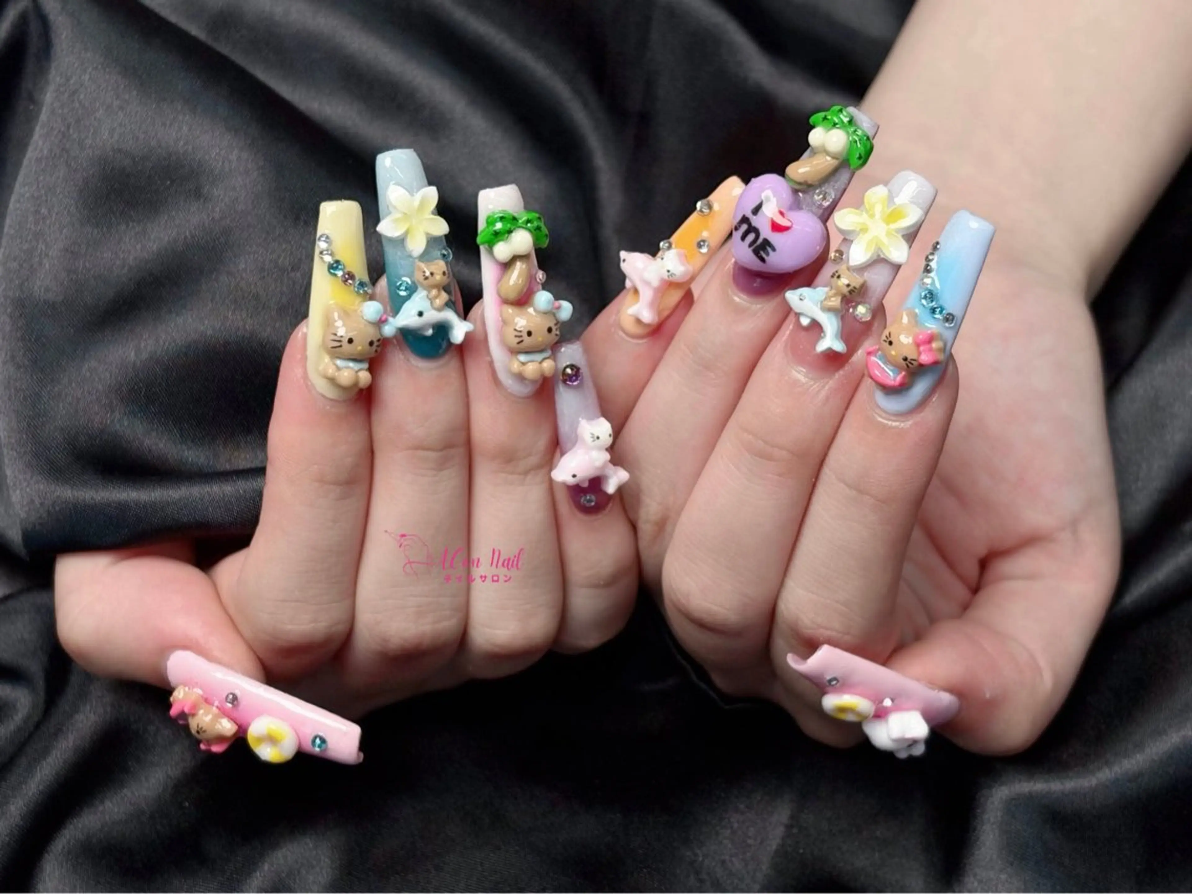 ネイル 桜ネイル 長さ出し フラワーネイル フレンチネイル ジェルネイル ハンドネイル ACon NailSalonのネイルデザイン