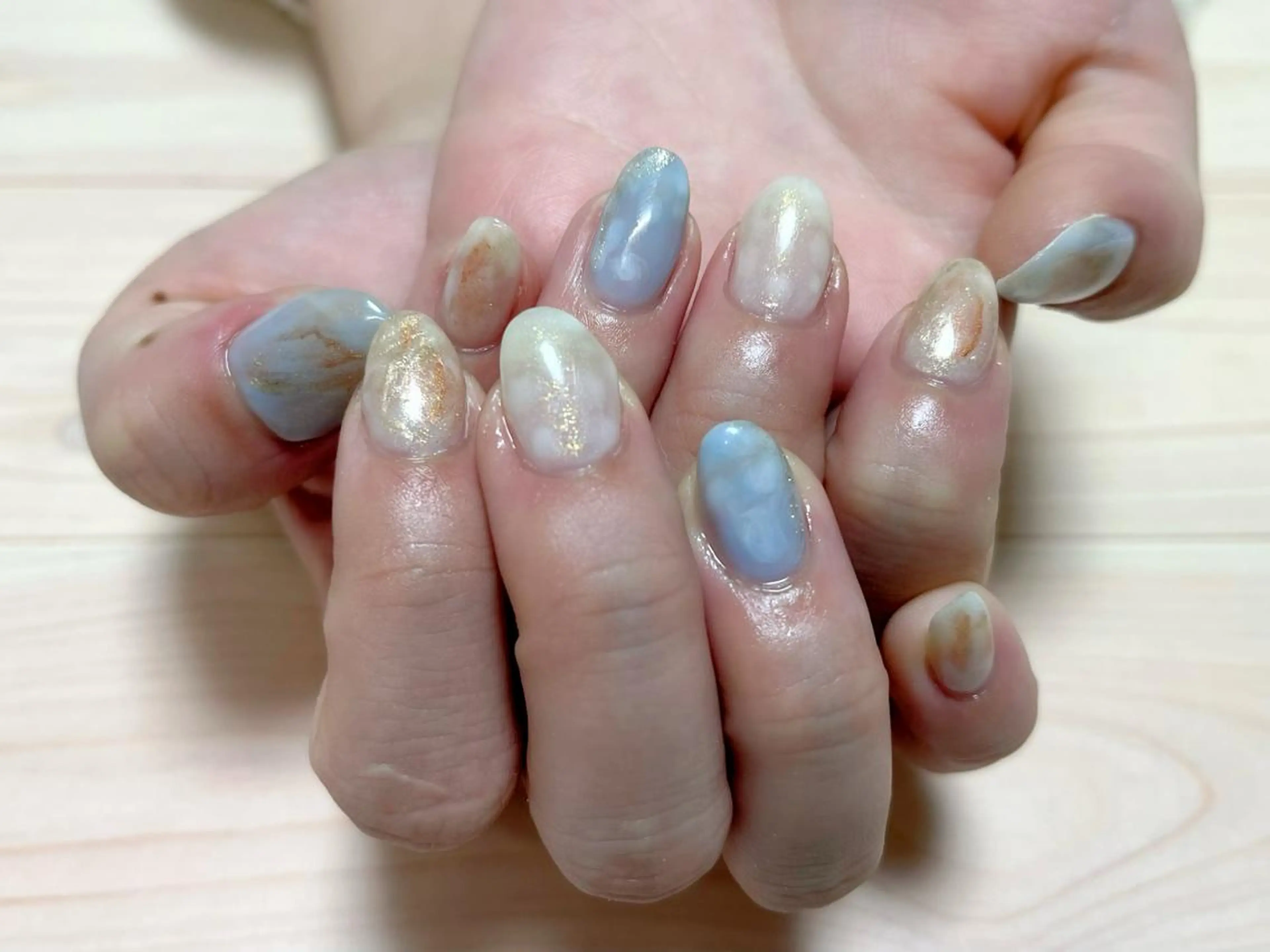 ネイル ブルー 水色 ハンドネイル shonan_ kairiのネイルデザイン