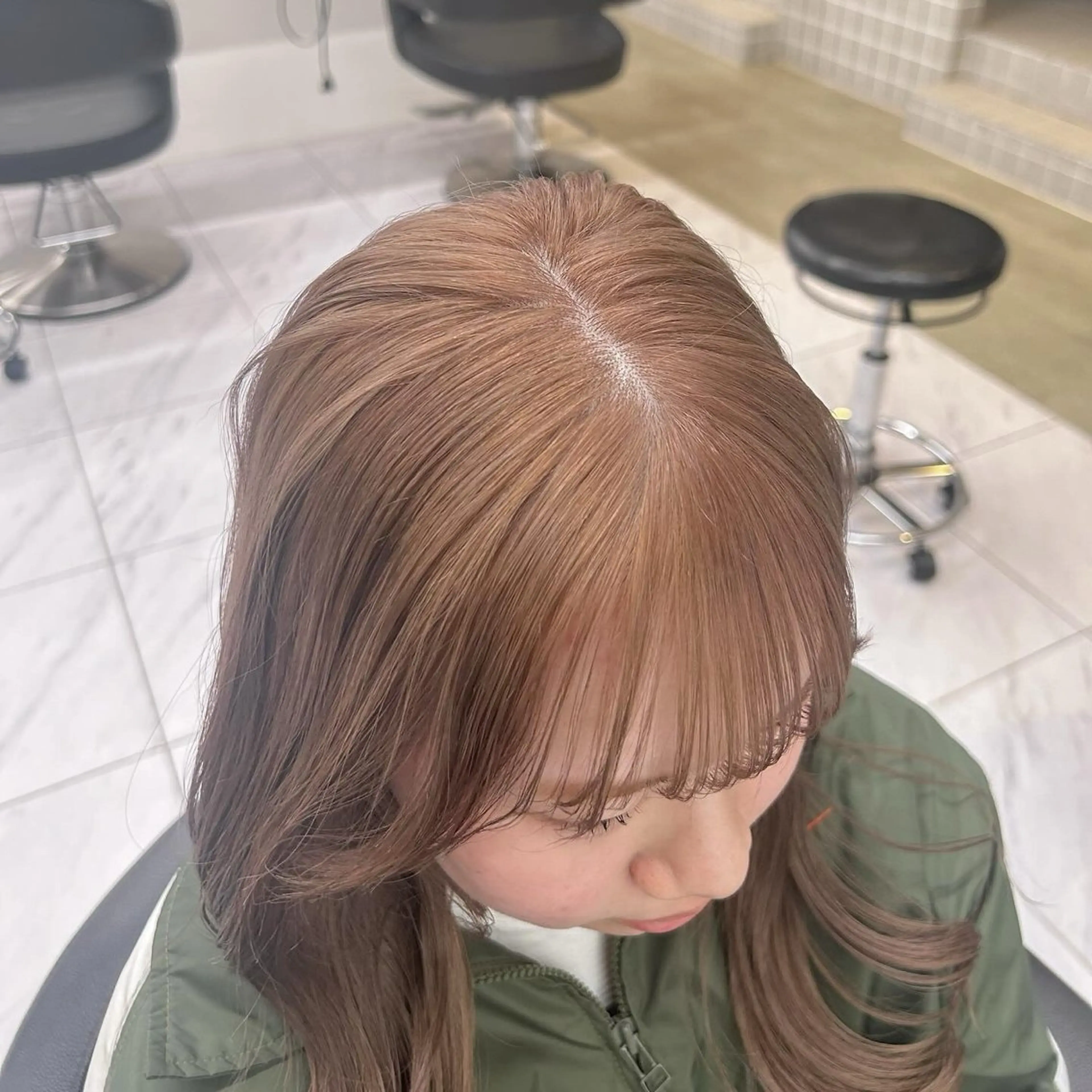 ロング カラー パーマ ヘアアレンジ メンズ キッズ ブリーチなしカラー/ ブラウン/レイヤーのヘアスタイル