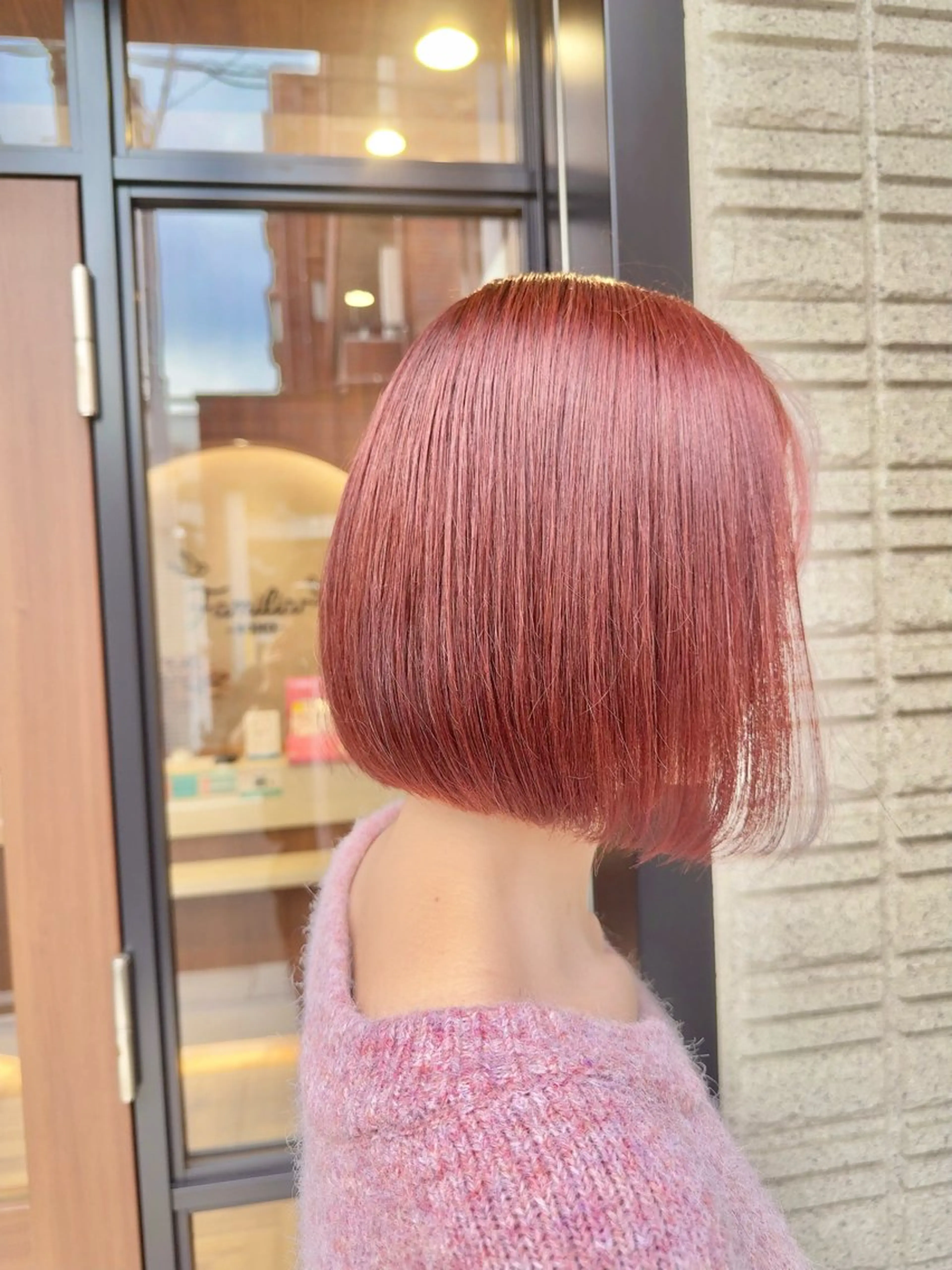 ショート ピンクブラウン ボブ familiar BOND所属・佐々木陸斗 ショート&メンズのヘアスタイル