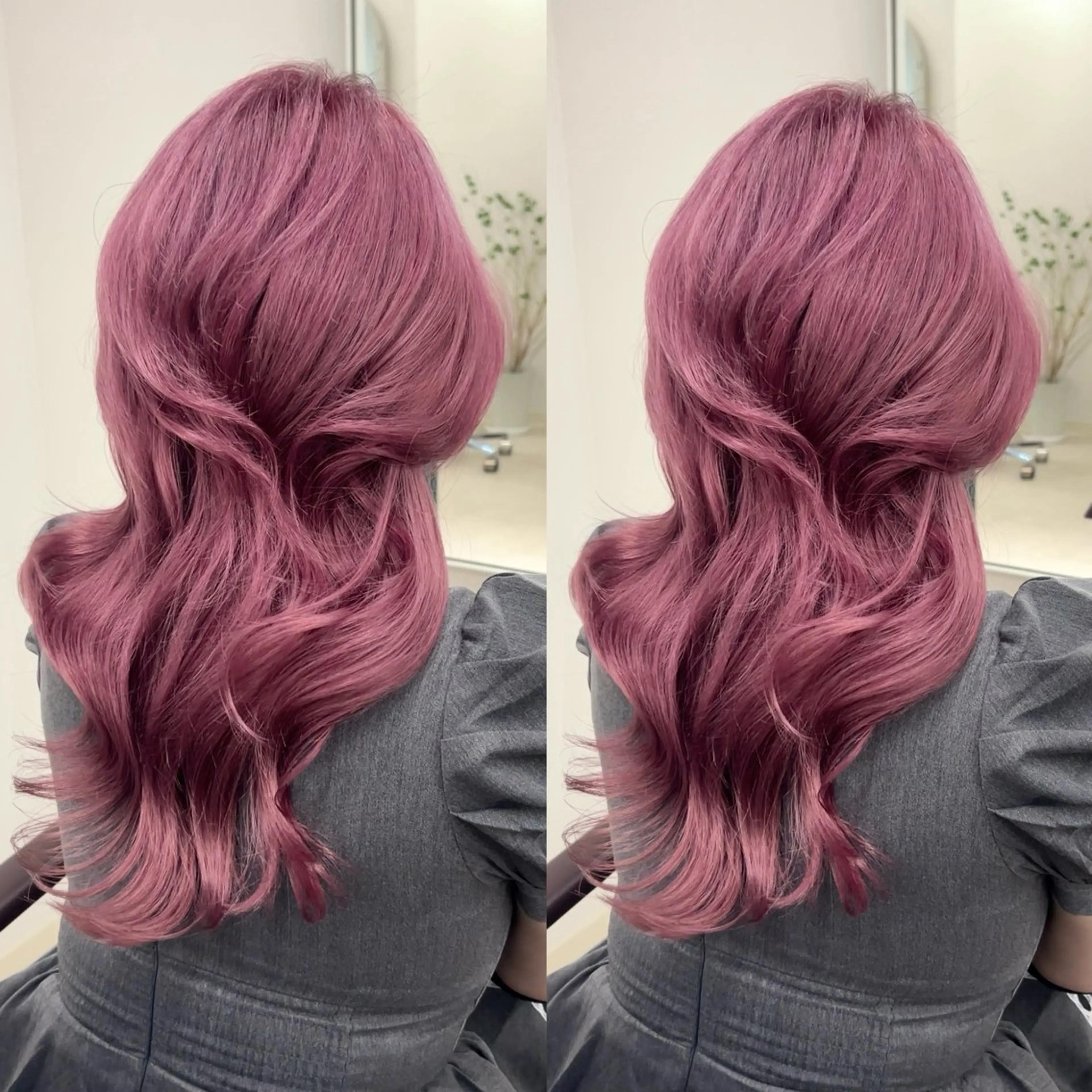 ミディアム カラー パーマ キッズ ブリーチ 透明感カラー オレンジ ピンクカラー レッドカラー ヘアカラー 盛れる艶カラー× レイヤーカット/咲来のヘアスタイル