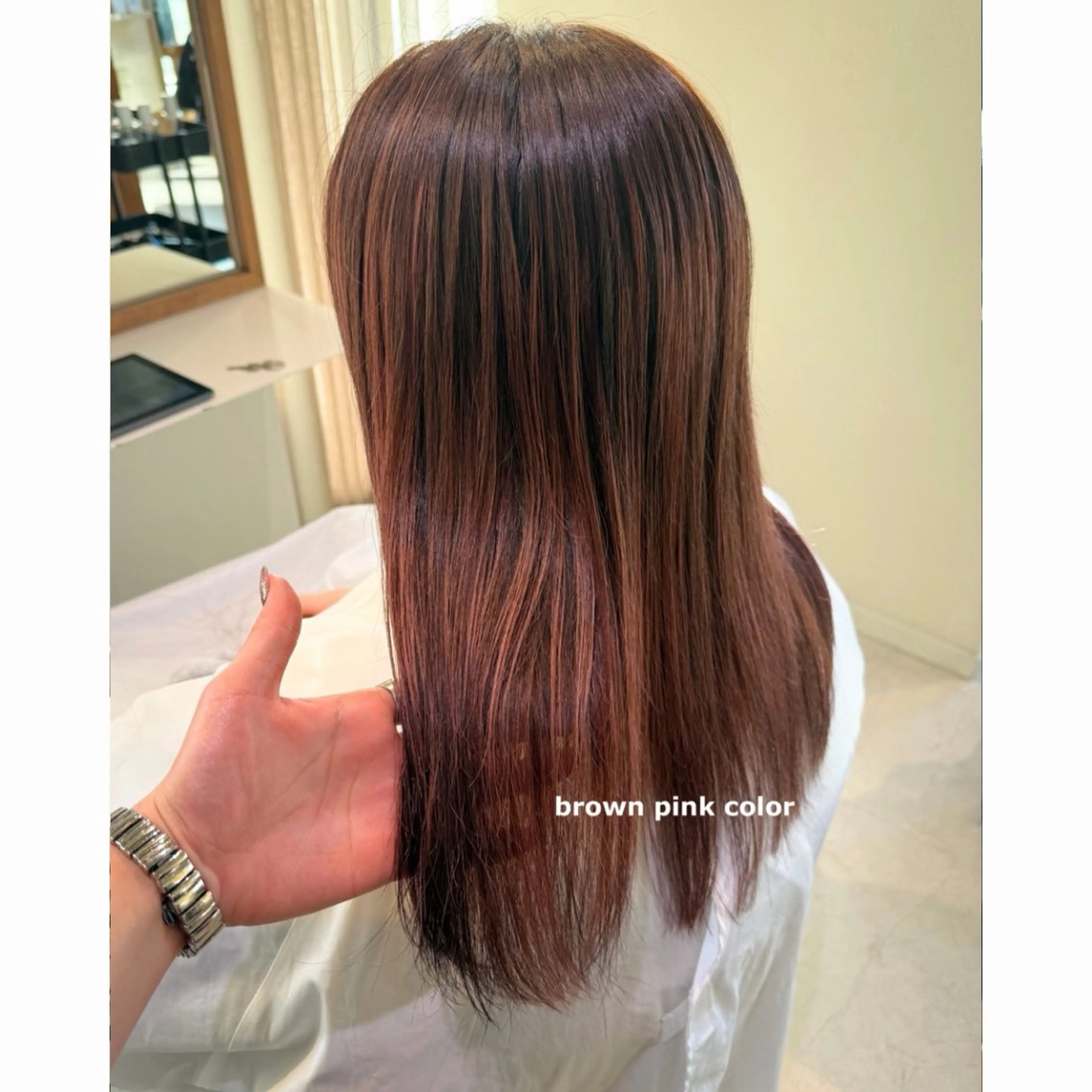 ミディアム カラー ブラウンカラー ハイライトカラー ピンクカラー ハイライト カット ヘアカラー トリートメント ボブパーマ/艶カラー 透明感カラー/ユメノのヘアスタイル