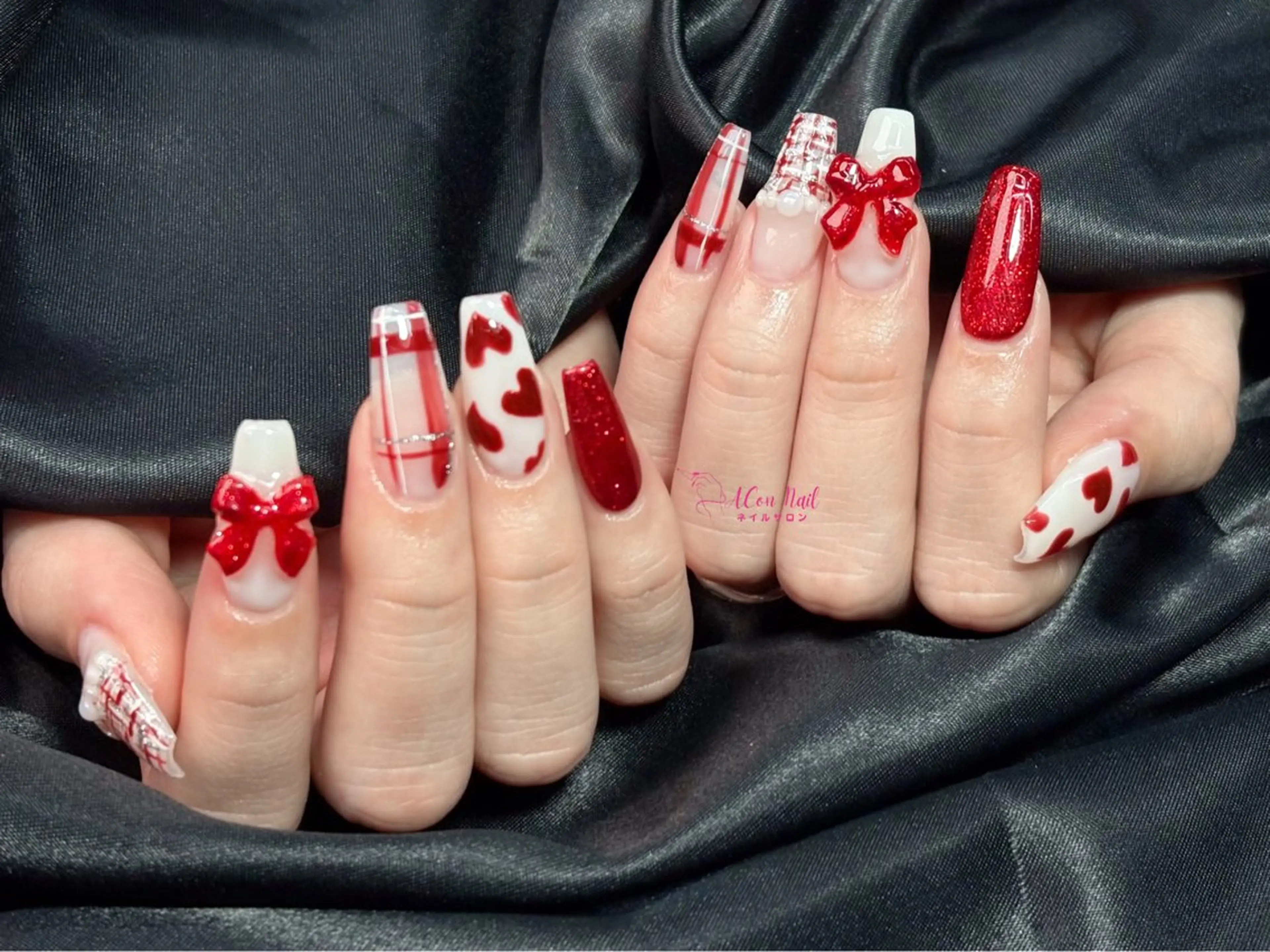 ネイル 桜ネイル 長さ出し フラワーネイル フレンチネイル ジェルネイル ハンドネイル AConNailSalon所属・ACon NailSalonのネイルデザイン