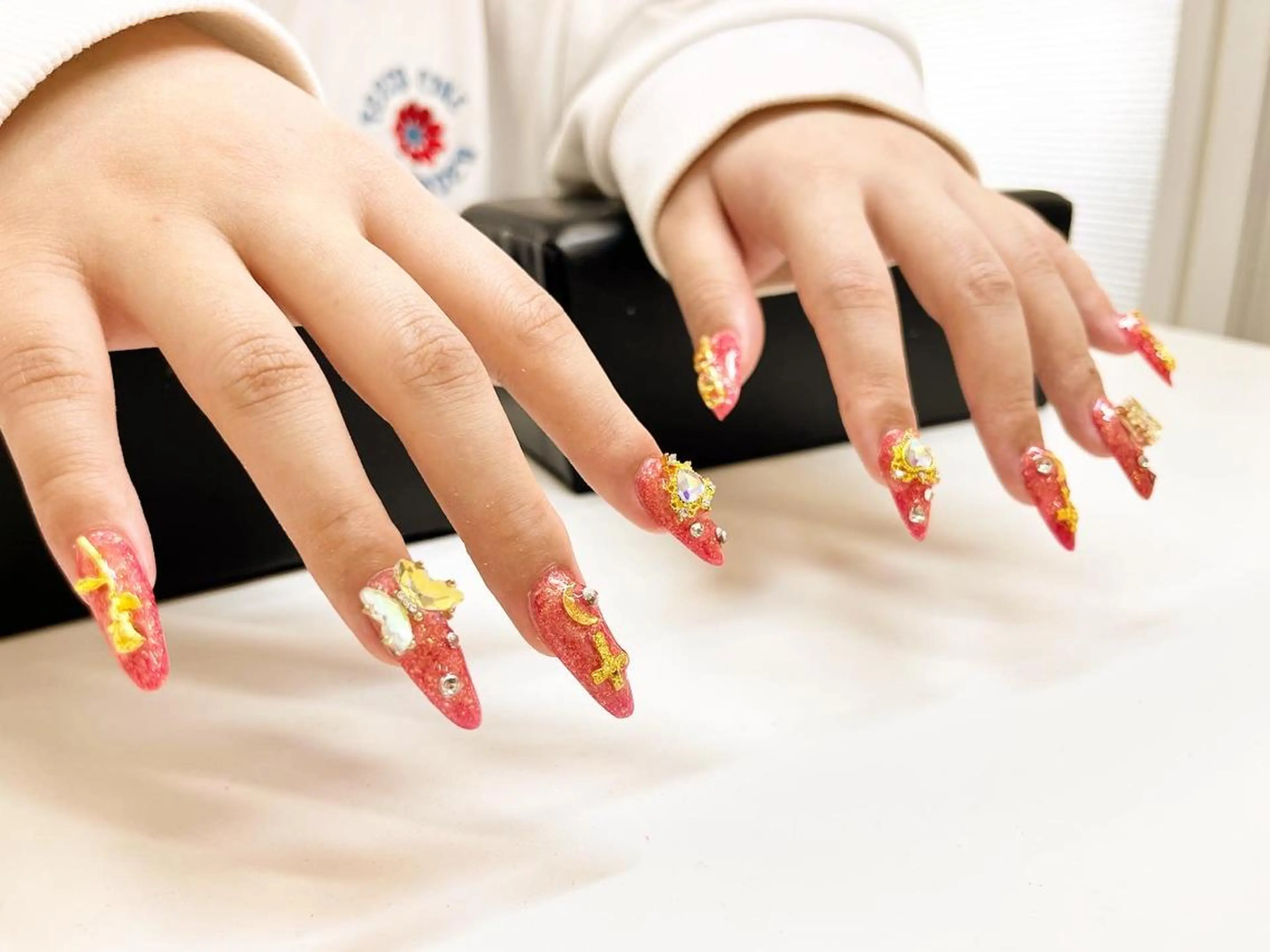 ロング ネイル ラメ(グリッター) ワンカラーネイル スカルプネイル RIONnail Yurikaのネイルデザイン