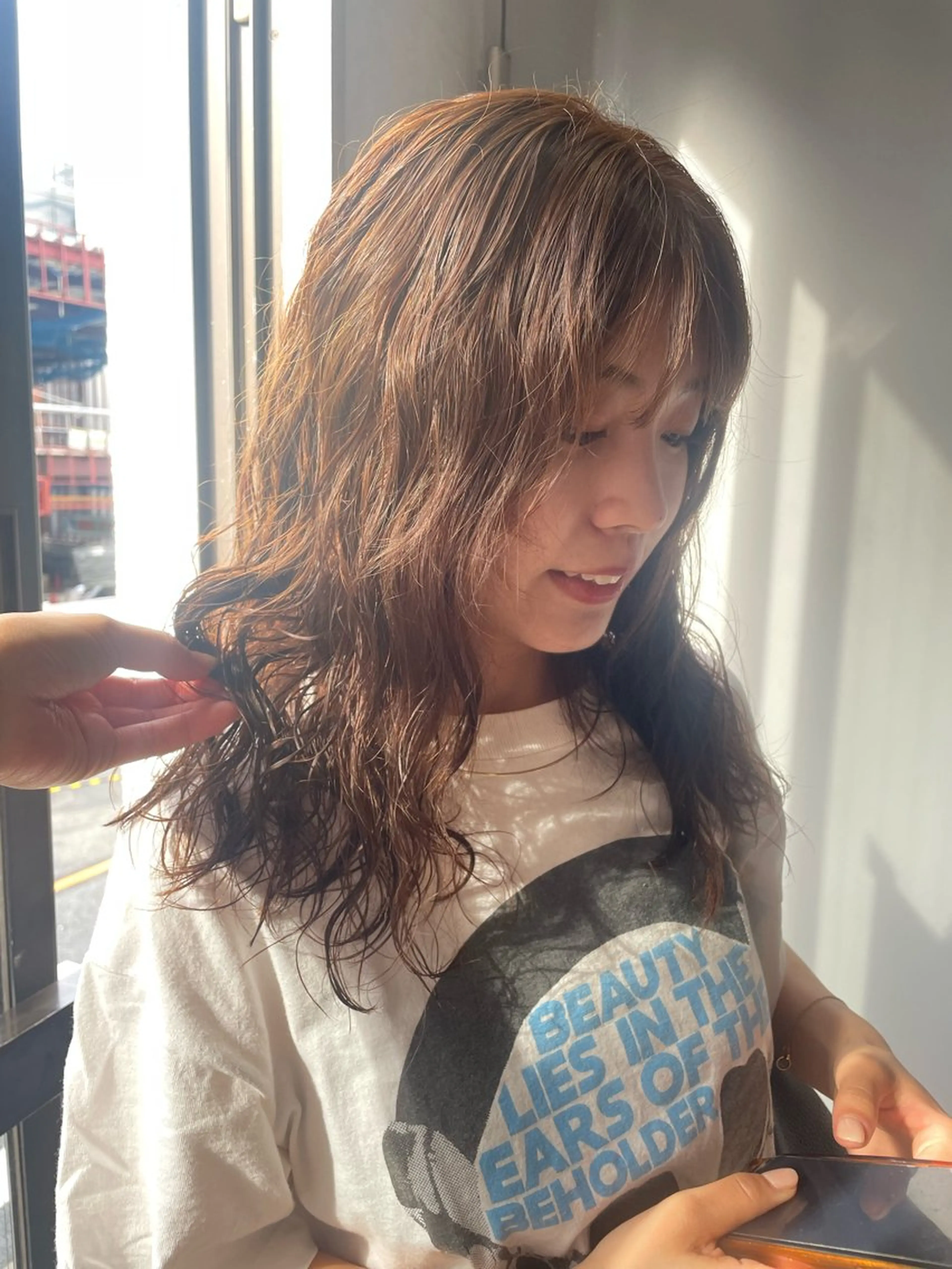 セミロング パーマ セミロングパーマ 韓国ヘア/wカラー レイヤー/RIN🎀のヘアスタイル