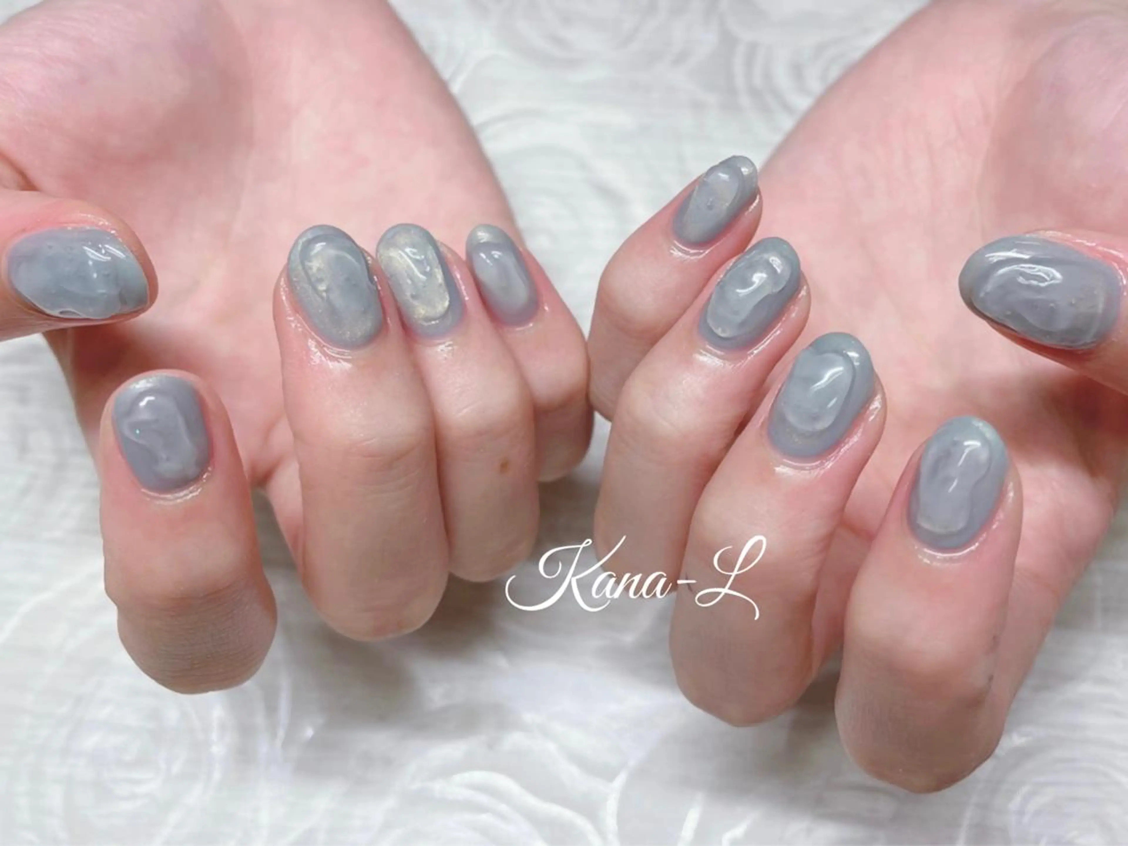 カラー ネイル 水色 ぷっくりネイル 夏ネイル 芦辺 香奈のネイルデザイン