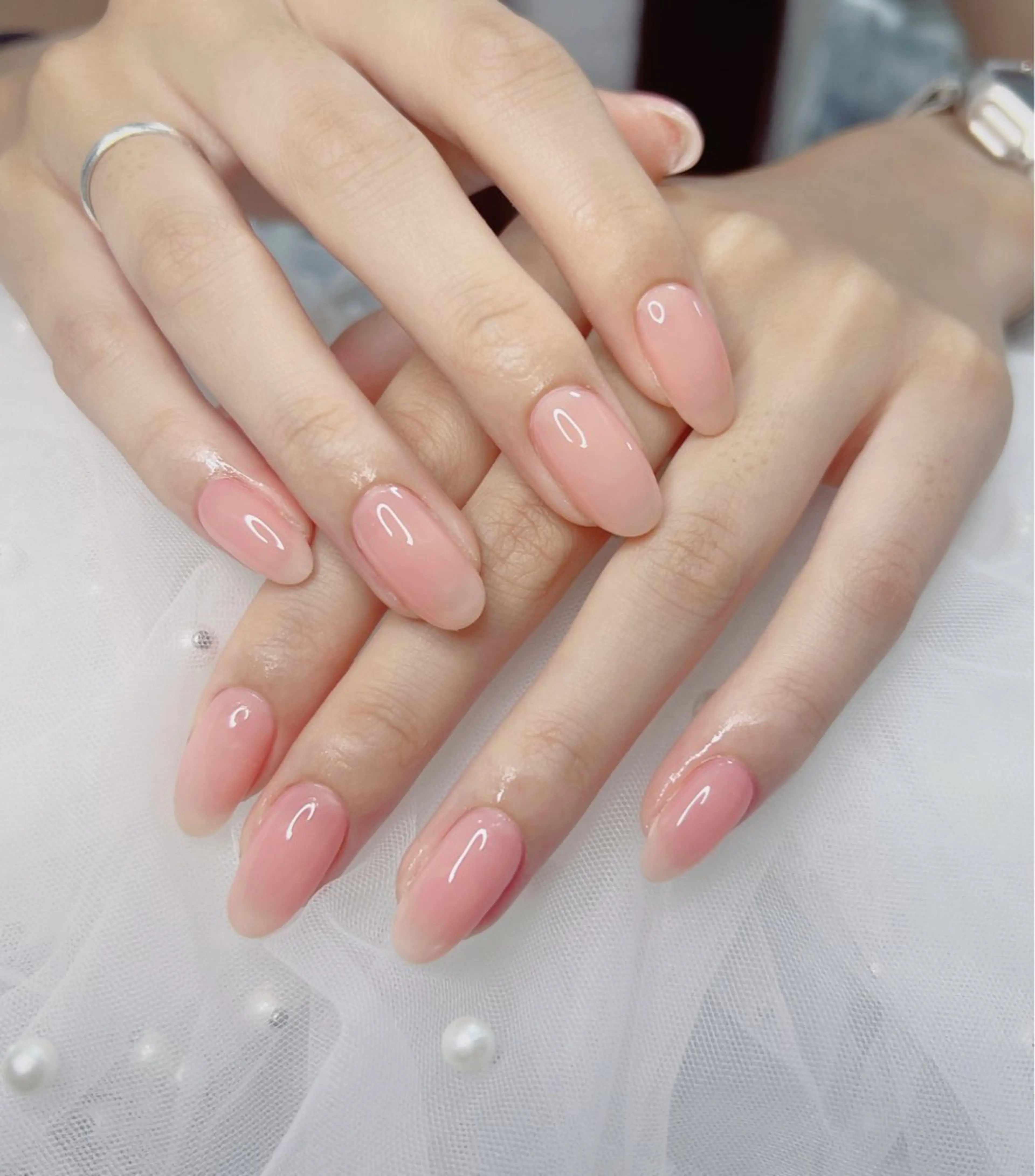 ネイル オーロラネイル 長さ出し フットネイル 韓国ネイル ラメ(グリッター) ハンドネイル 👍thumbs up nail👍のネイルデザイン