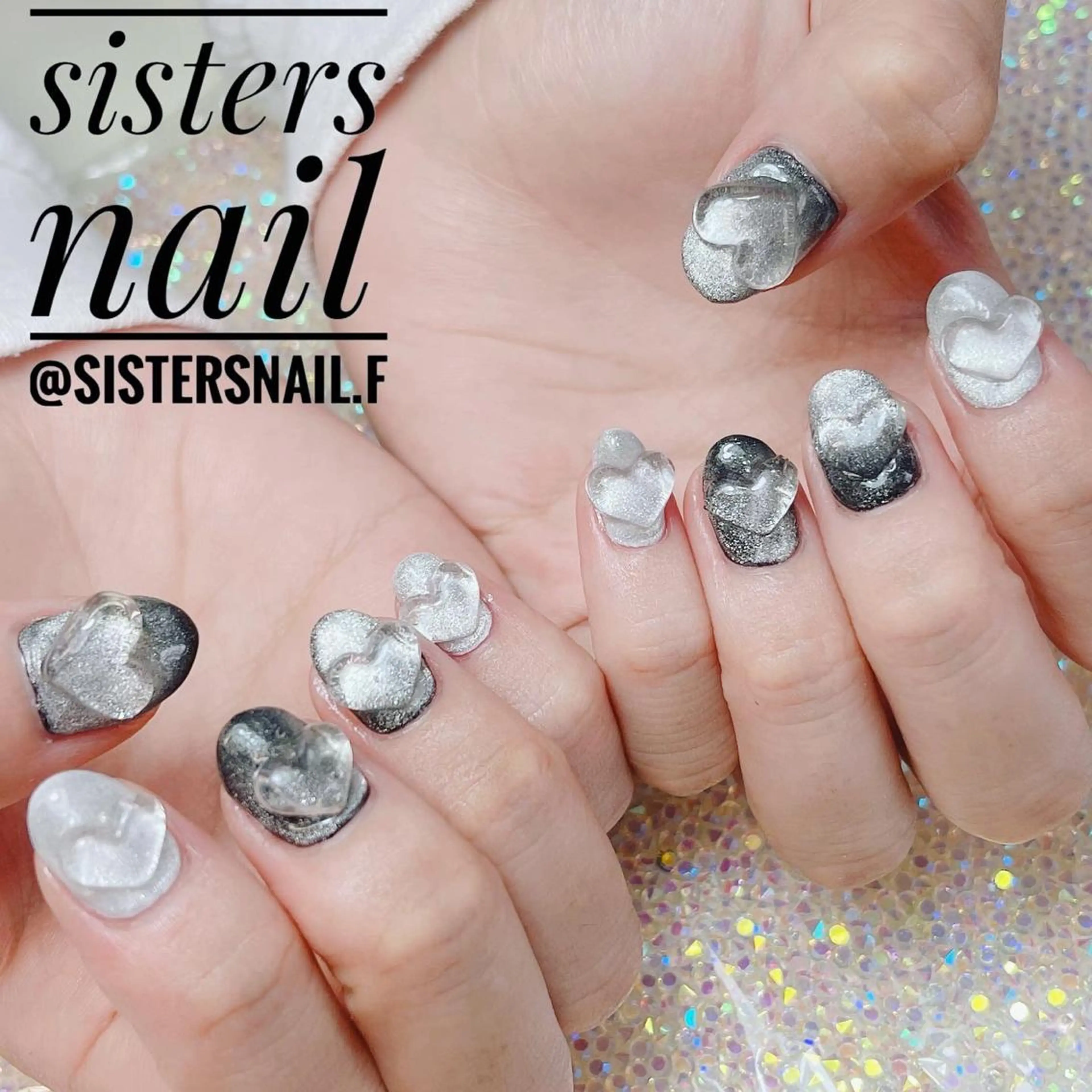 ネイル アートネイル ハート マグネットネイル ニュアンスネイル ブライダルネイル ハンドネイル ハンドケア sisters nail.fのネイルデザイン