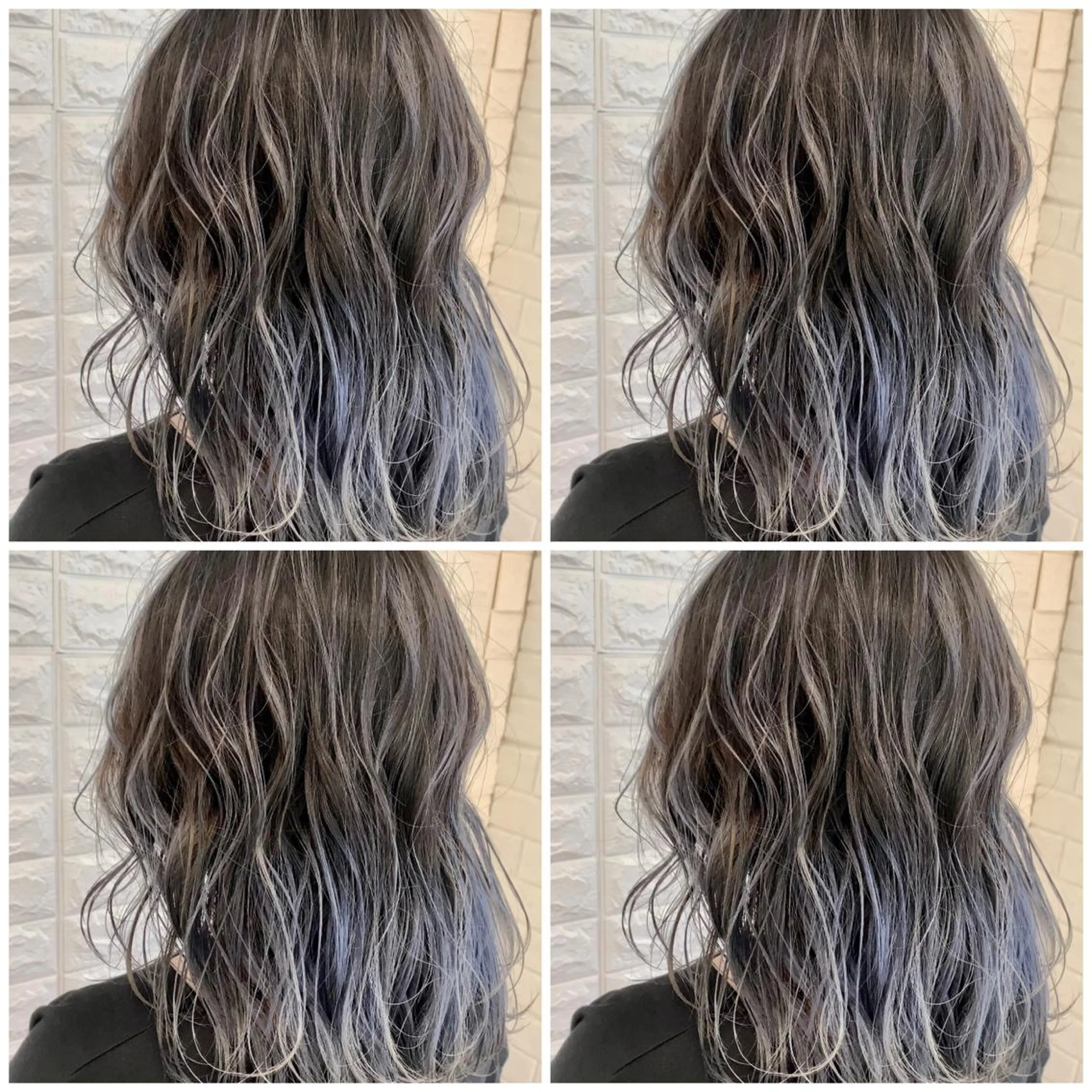 ロング カラー バレイヤージュ ブリーチ グラデーションカラー グレージュ ネイビーカラー ヘアカラー ハイトーン/ブリーチ 山崎　悠次のヘアスタイル