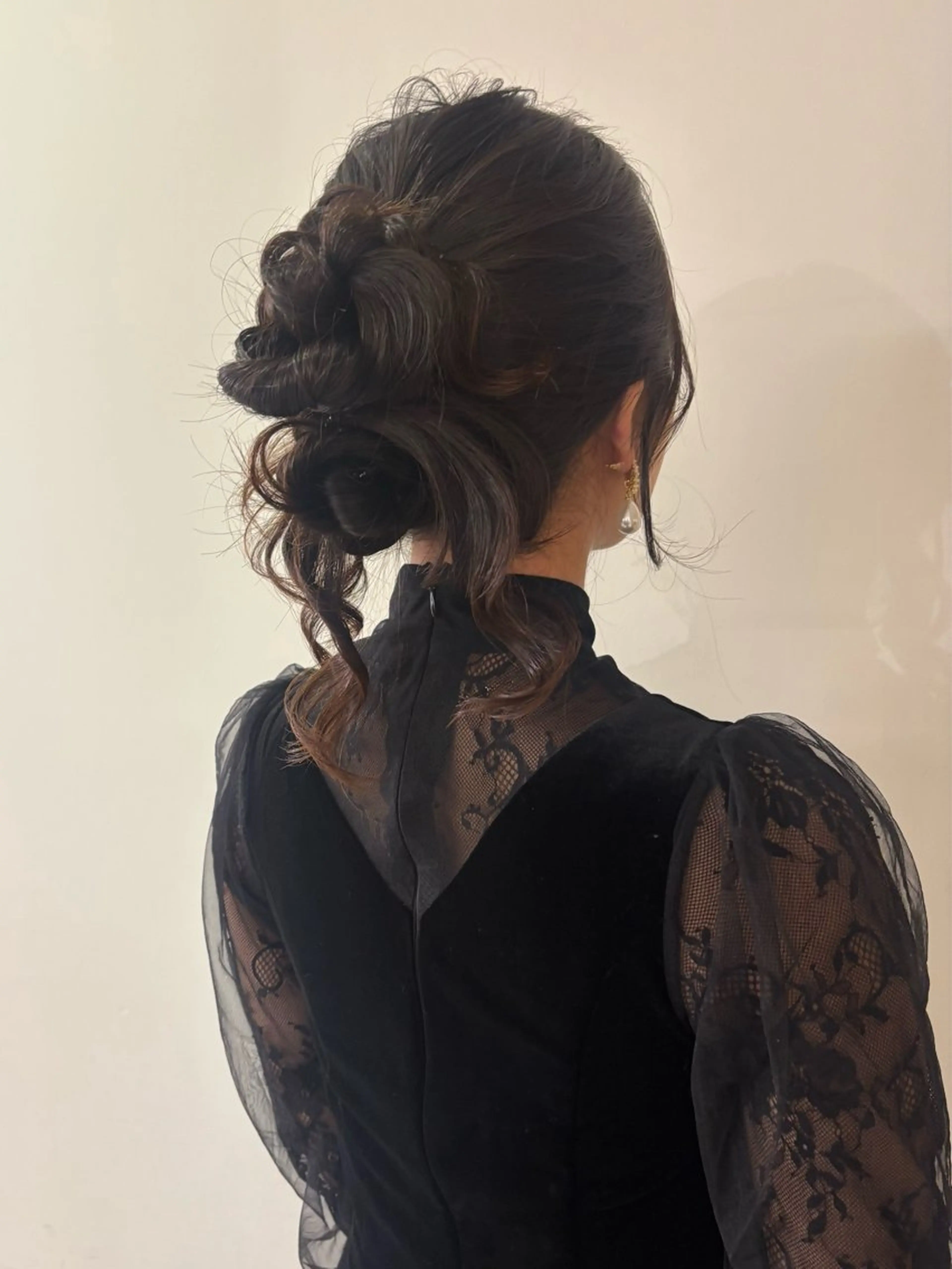 ヘアアレンジ お団子ヘア ヘアセット rinka/暖色 ボブカットモデルのヘアスタイル