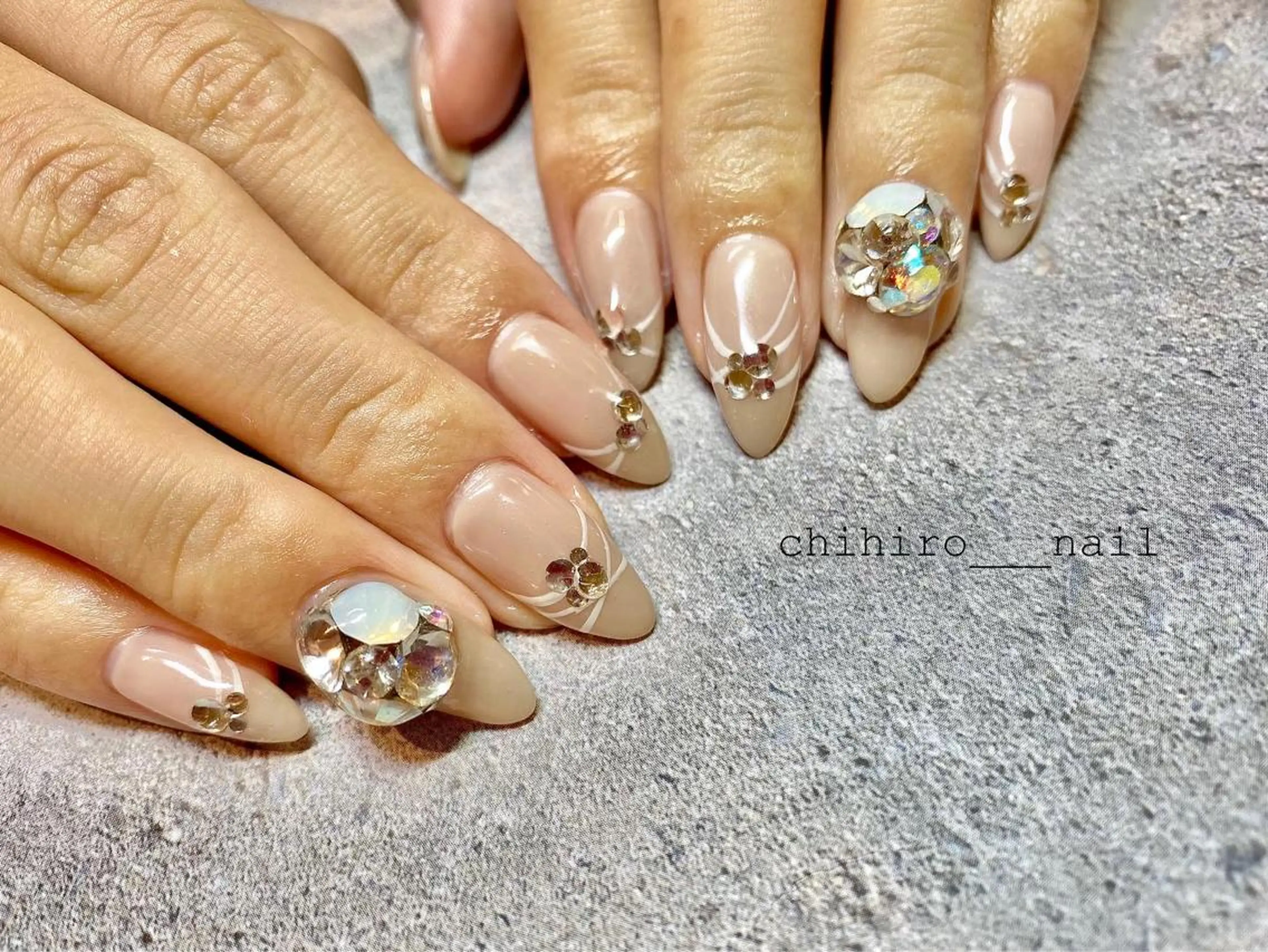 ロング カラー ネイル アートネイル フレンチネイル ジェルネイル マグネットネイル マグネットフレンチ ハンドネイル chihiro 小路ネイルのネイルデザイン