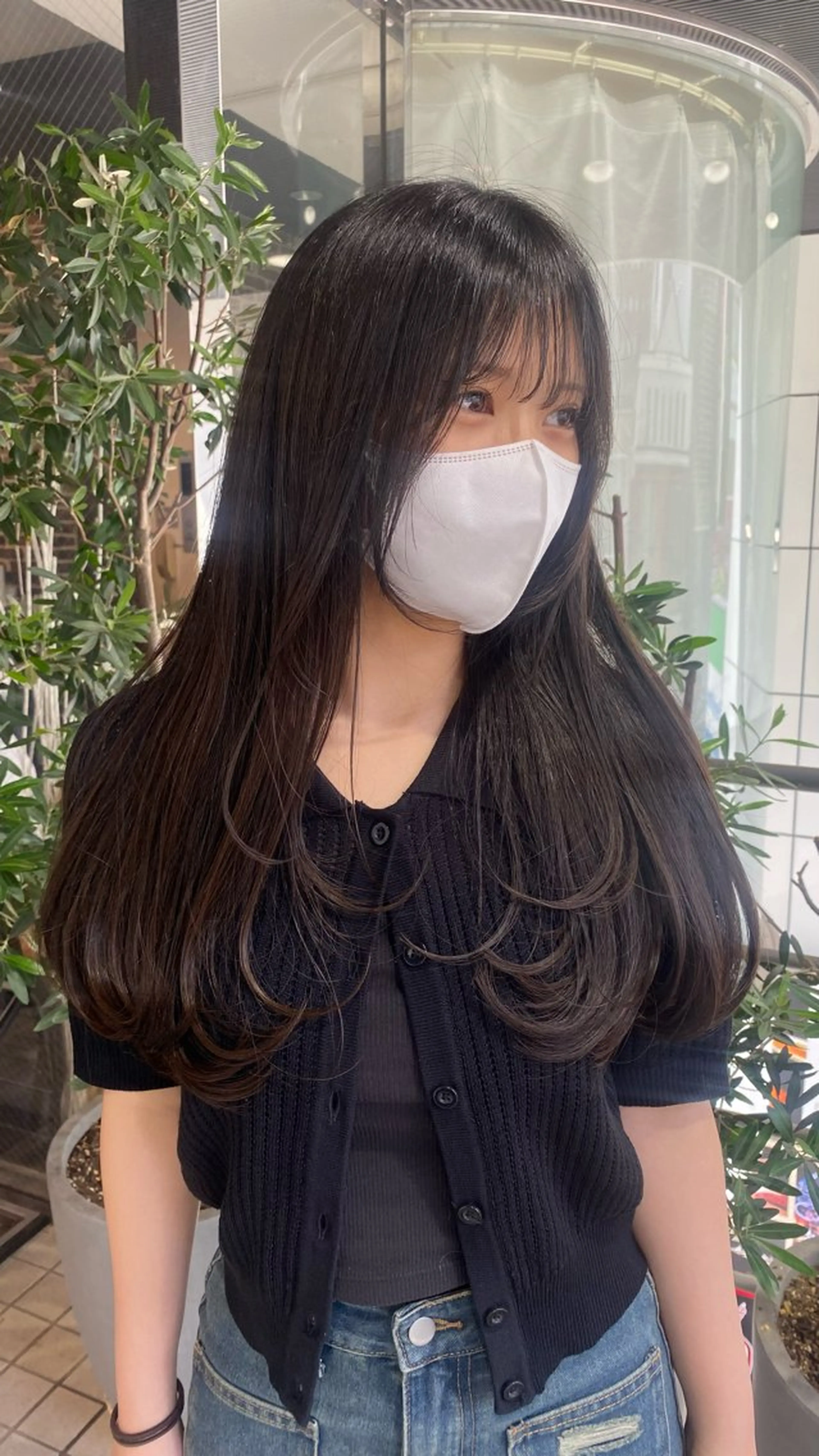 ロング ボブ 顔周りカット 髪質改善 韓国風ヘア レイヤーカット designcolo r/似合わせNOKAのヘアスタイル