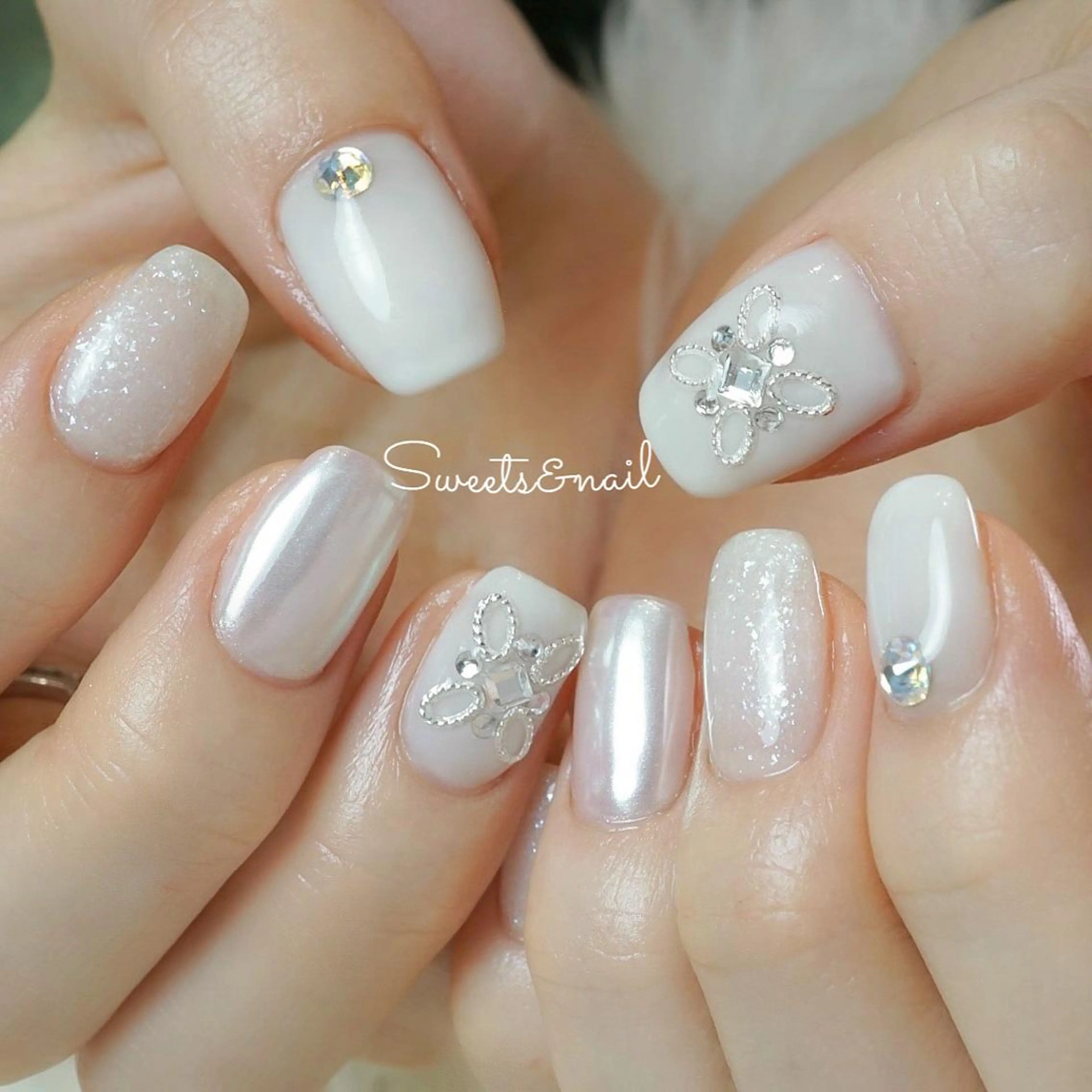 ネイル アートネイル オーロラネイル フラワーネイル 韓国ネイル ミラーネイル Sweets＆ nail みなこのネイルデザイン