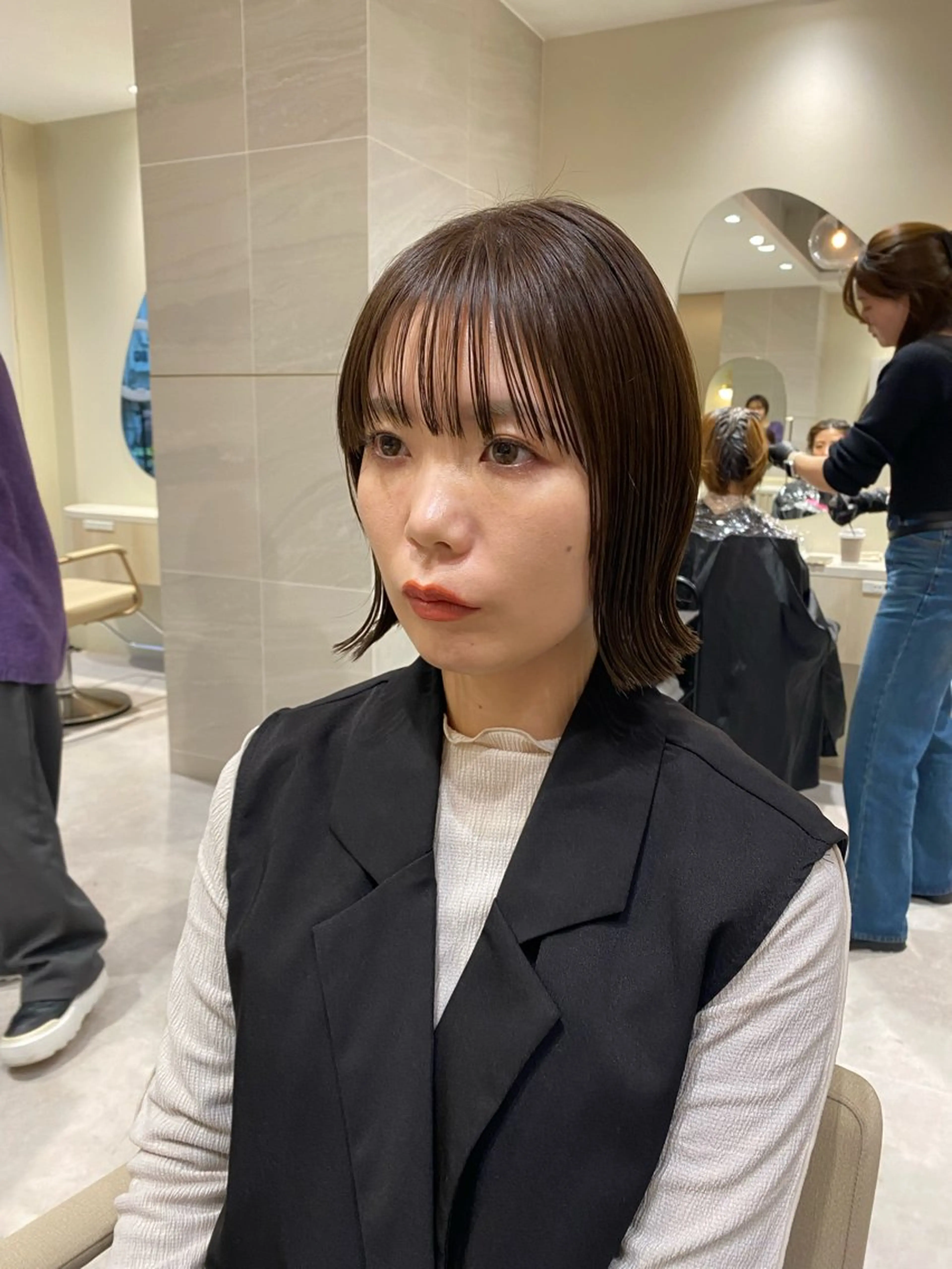 ショート カラー ブラウンカラー マロンブラウン ボブ 外ハネヘア カット ヘアカラー Ms.CHARM所属・透明感カラー🌿 グレージュ🐺陽介のヘアスタイル