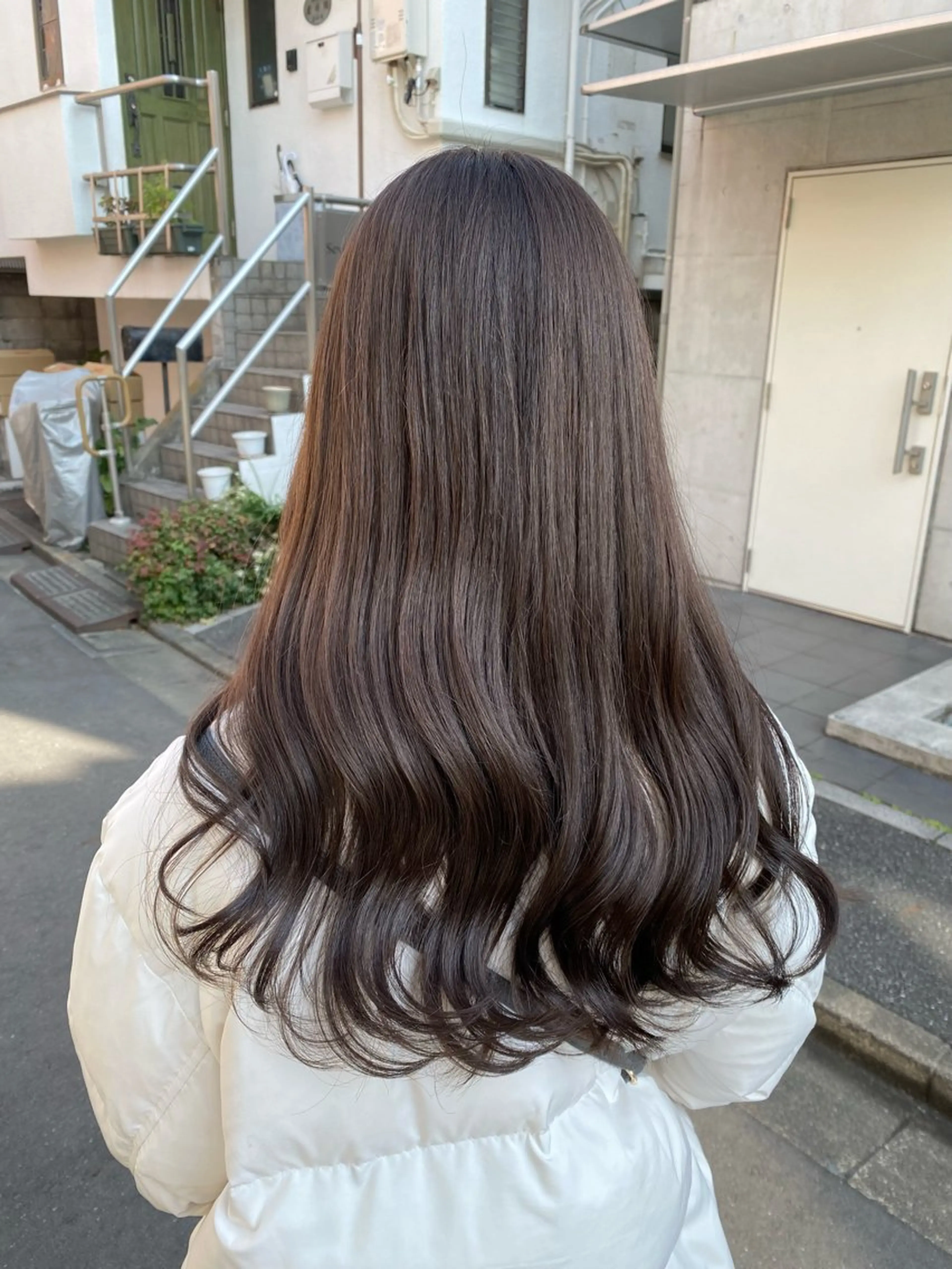 ロング カラー アッシュ オリーブアッシュ カット ヘアカラー トリートメント グレージュ/レイヤー /韓国ヘア/RISAのヘアスタイル