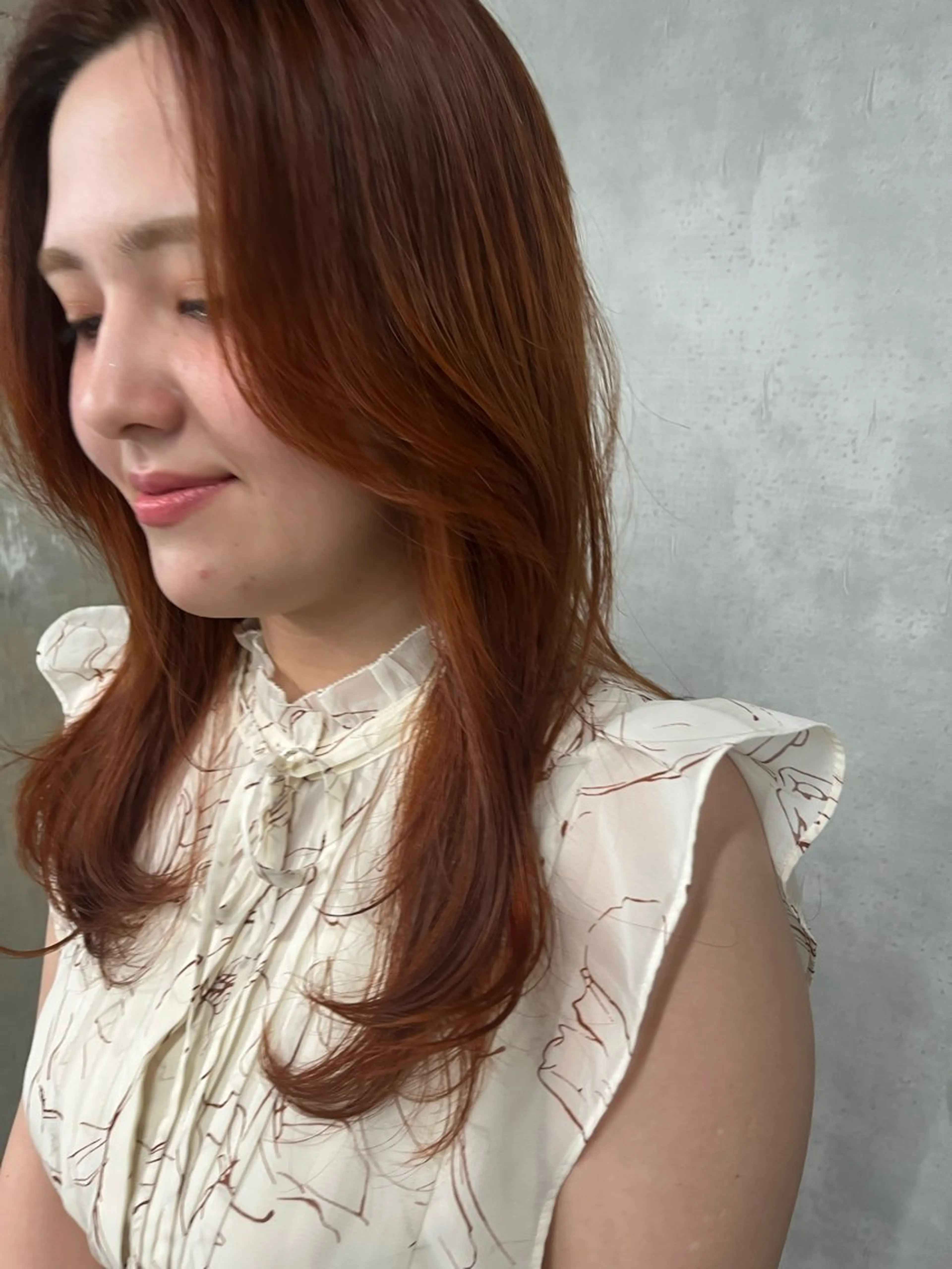 ロング カラー ブラウンカラー オレンジ オレンジブラウン anon Loemのヘアスタイル