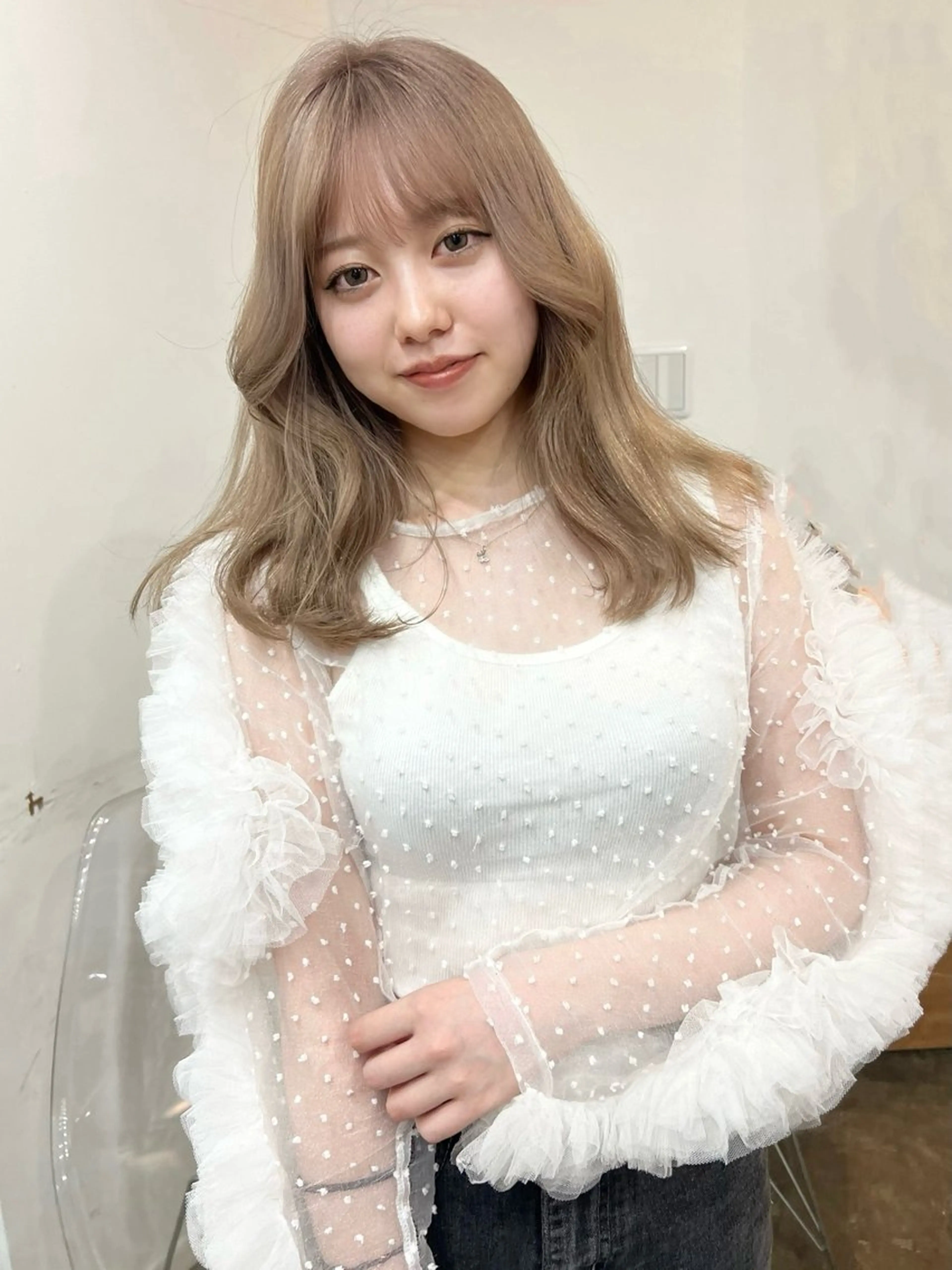 ミディアム いざわりお /梅田/ブリーチのヘアスタイル