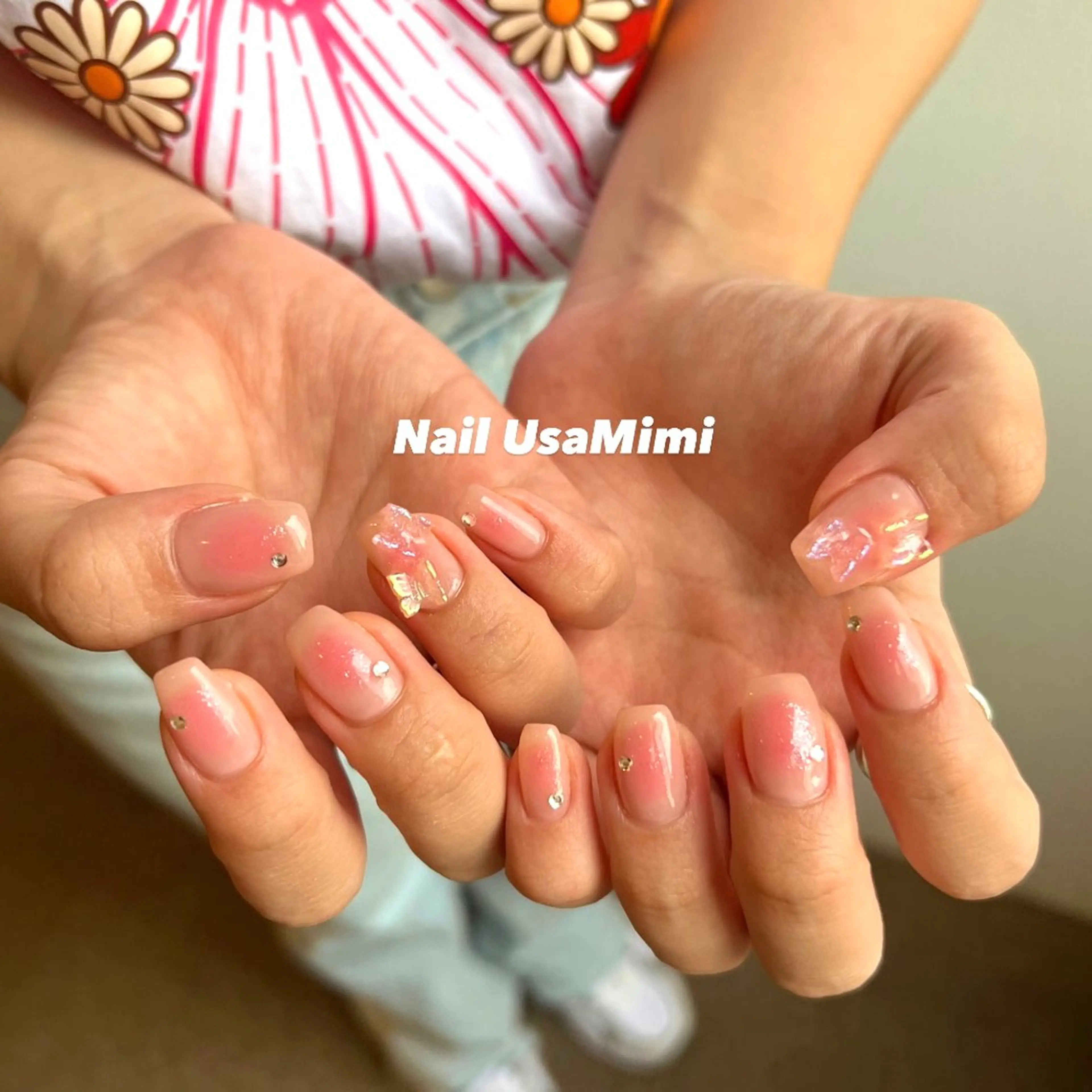 ネイル フットネイル ジェルネイル マグネットネイル 持ち込み ニュアンスネイル 本町ネイルNail UsaMimiのネイルデザイン
