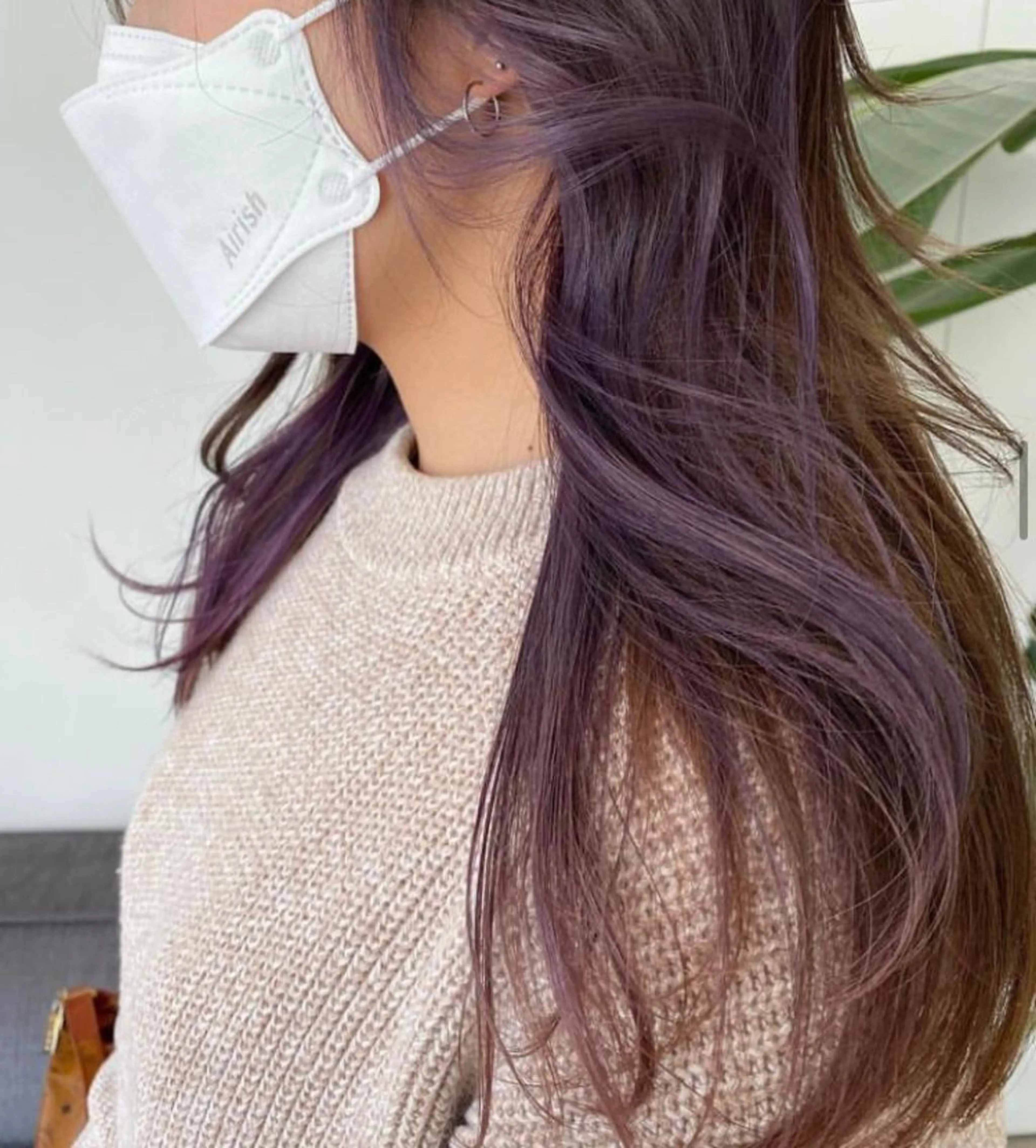 ロング カラー パープルカラー サキ🤍ハイトーン 🩰くびれ巻きヘアのヘアスタイル