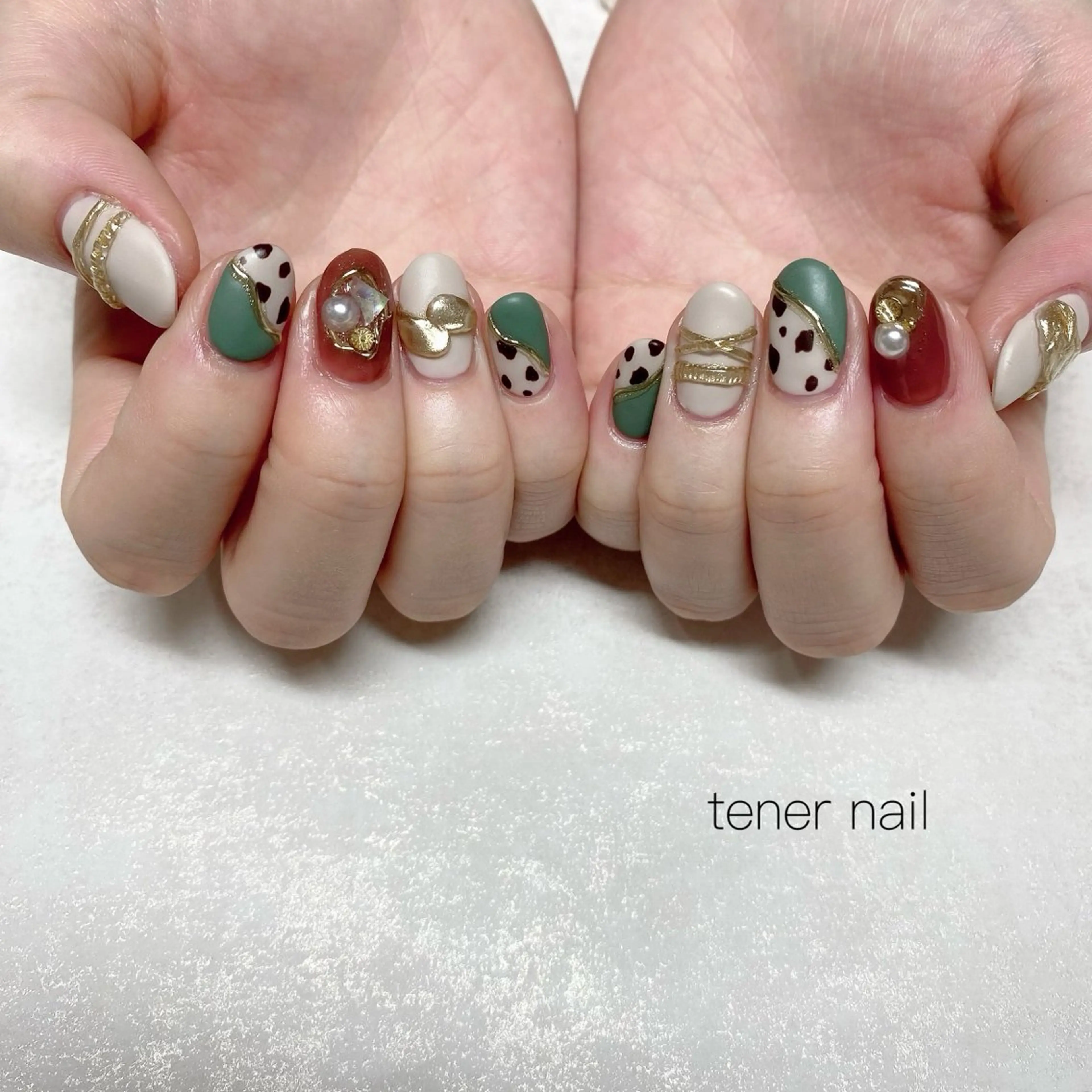 ネイル アニマル柄 マットネイル ハンドネイル テネルネイル tener nailのネイルデザイン