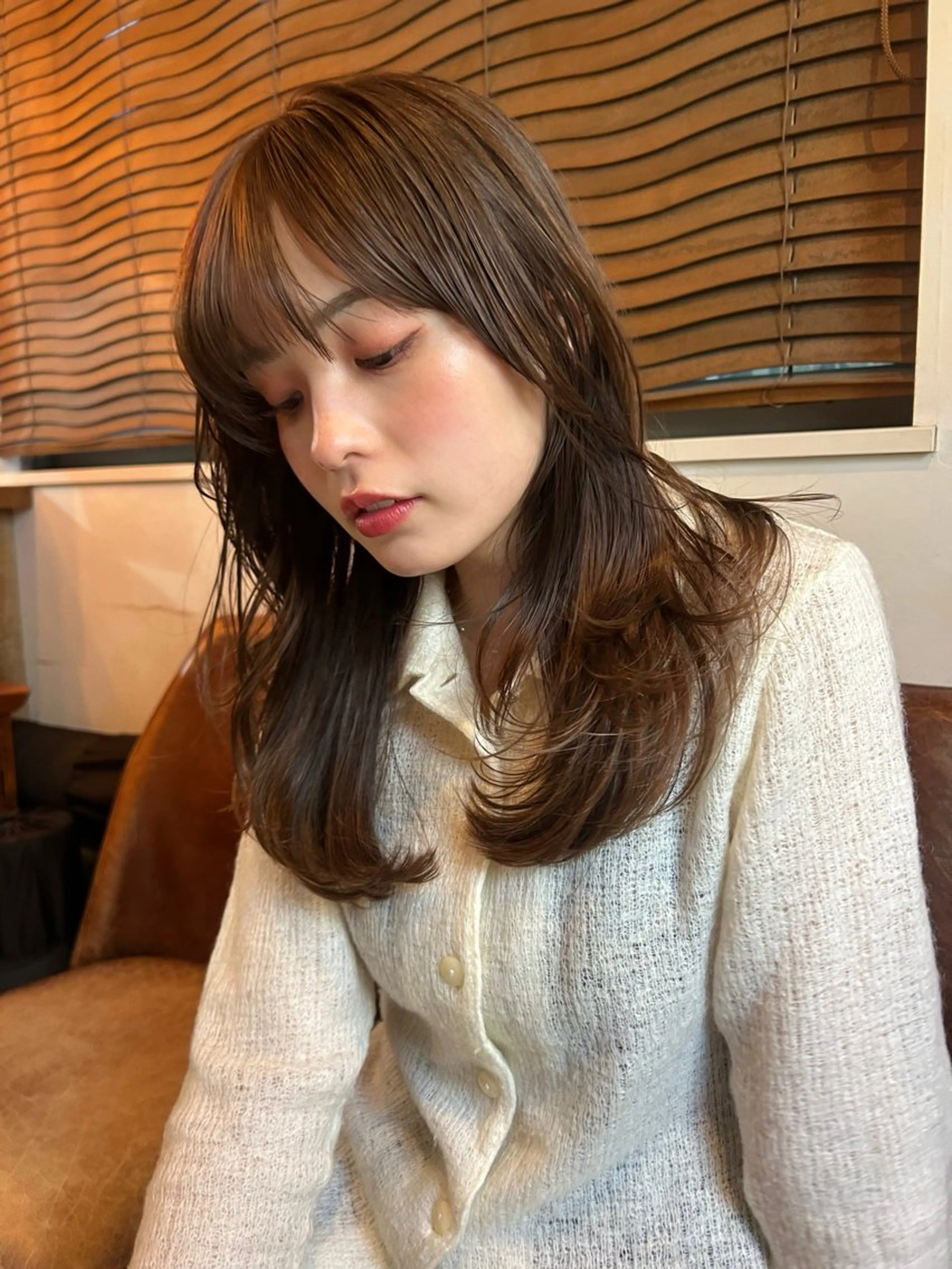 セミロング カラー パーマ カット ヘアカラー レイヤー/透明感/ ブリーチなし/わかなのヘアスタイル