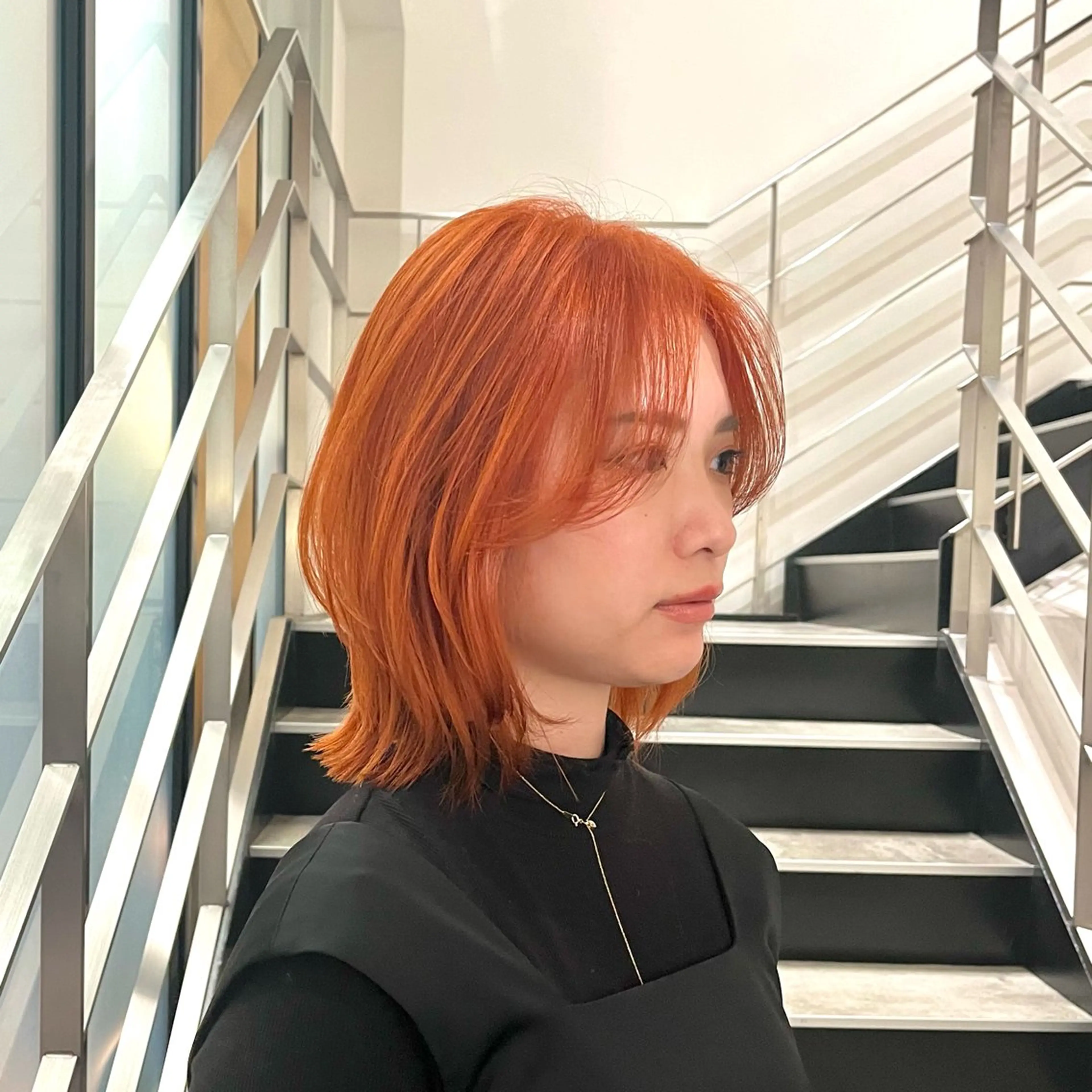 ミディアム カラー カット ヘアカラー トリートメント ボブ/レイヤー/ ハッシュカット/河内のヘアスタイル