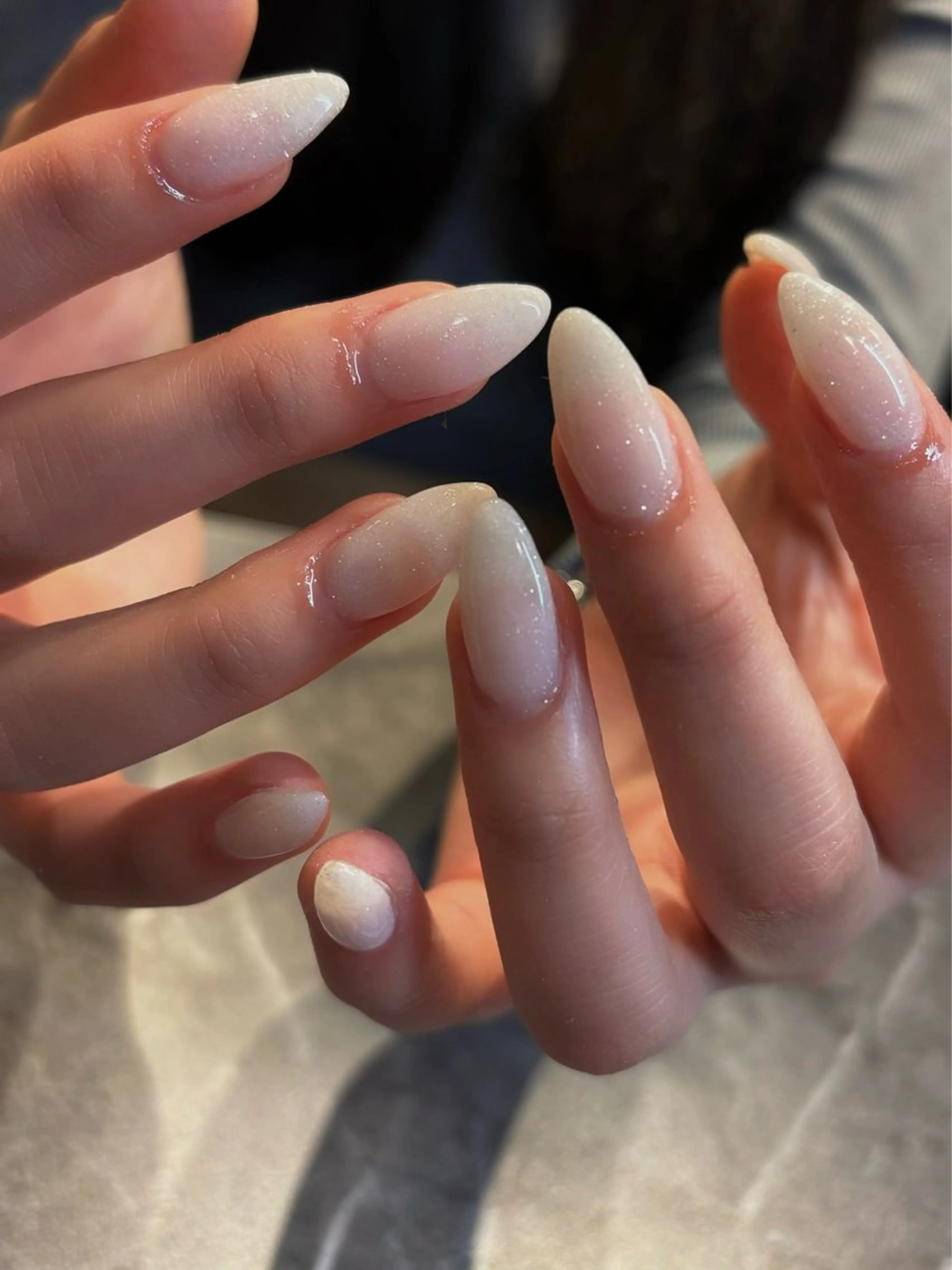 ネイル フラッシュネイル ラメ(グリッター) ホワイト ハンドネイル china 🌙.・+のネイルデザイン