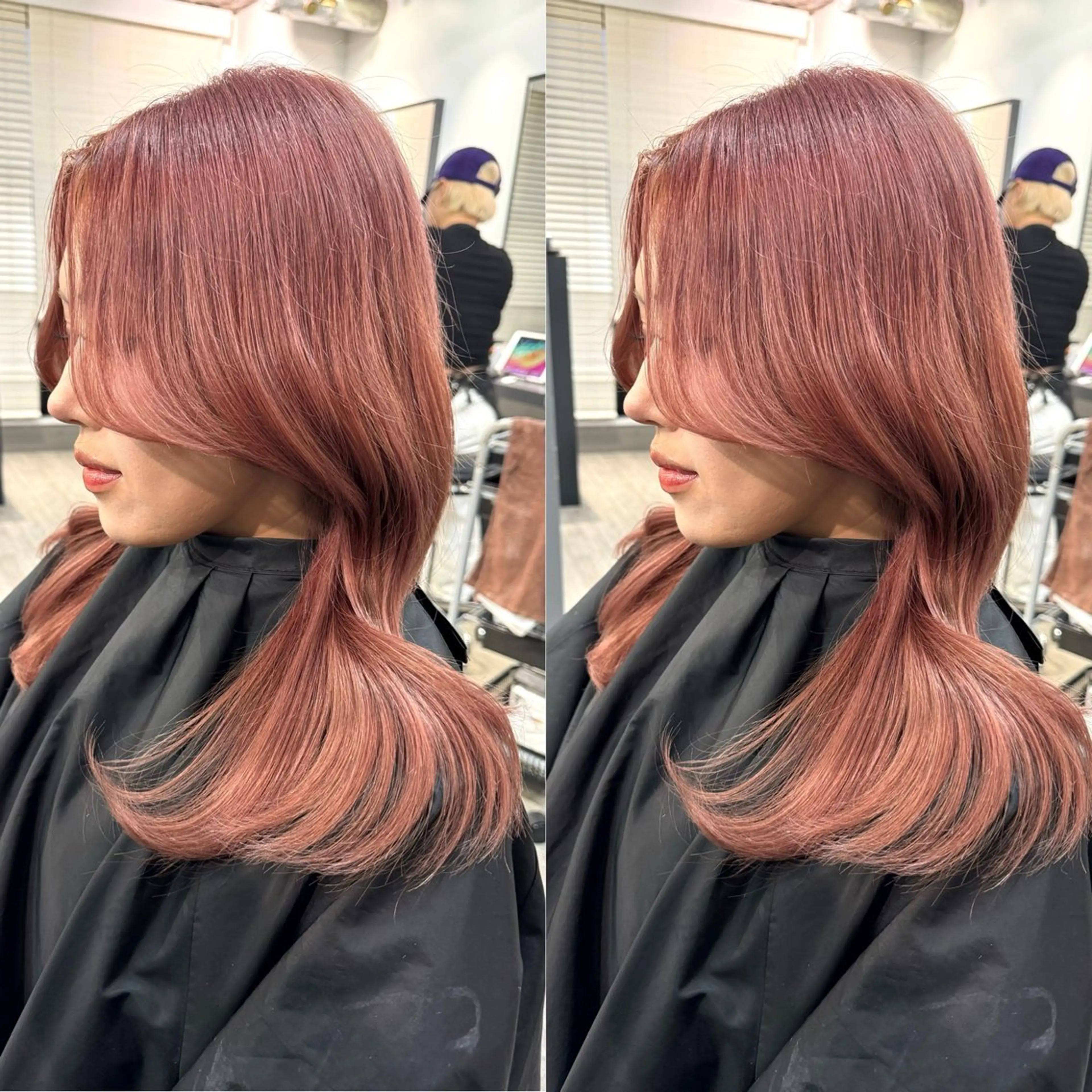 ミディアム ヘアカラー トリートメント バレイヤージュ ボブ🌈ナツヤのヘアスタイル