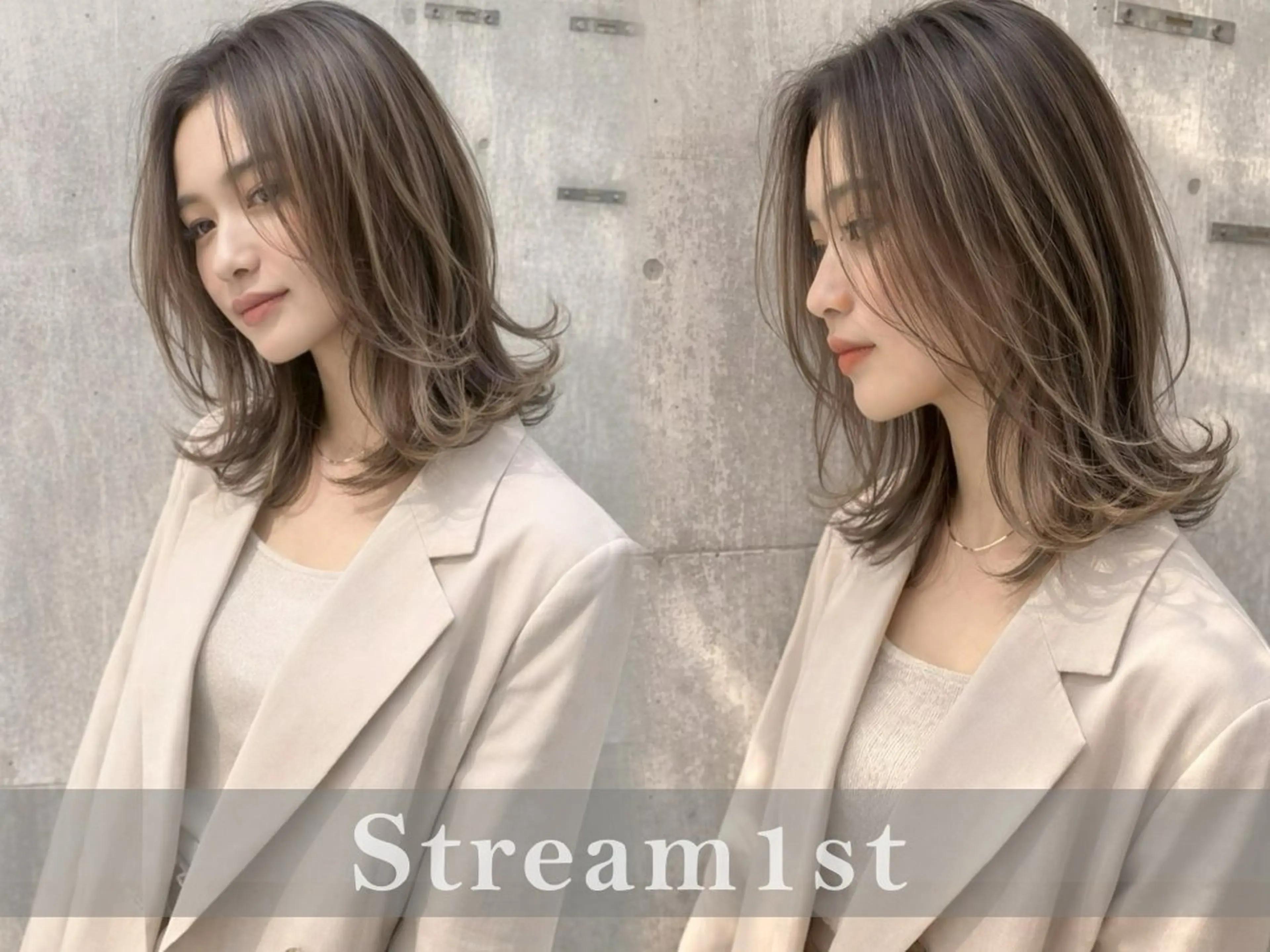 ミディアム ハイライト 平岸 Stream1stのヘアスタイル