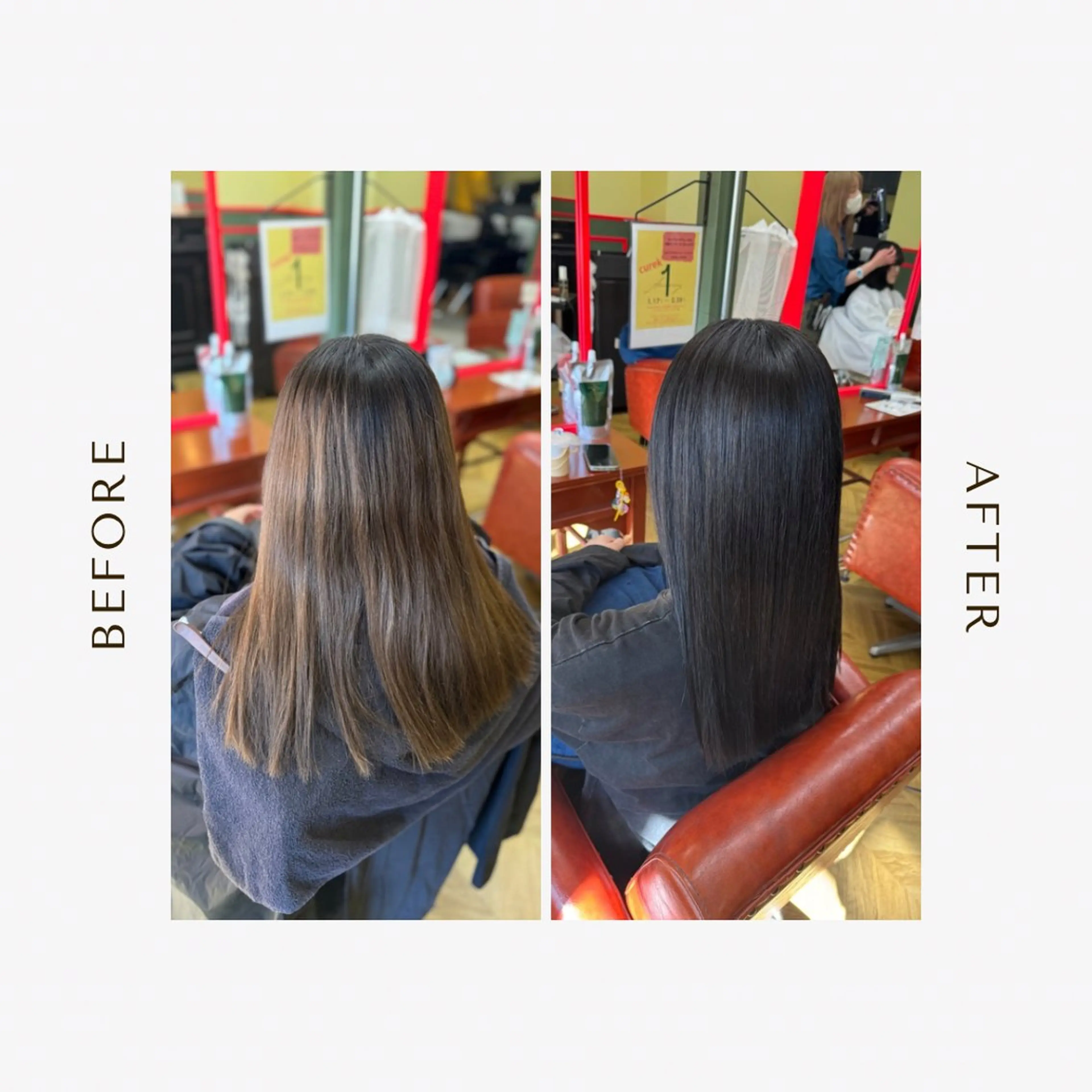 ロング カラー 黒髪 ブルーカラー ブルーブラック 米倉 麻衣のヘアスタイル