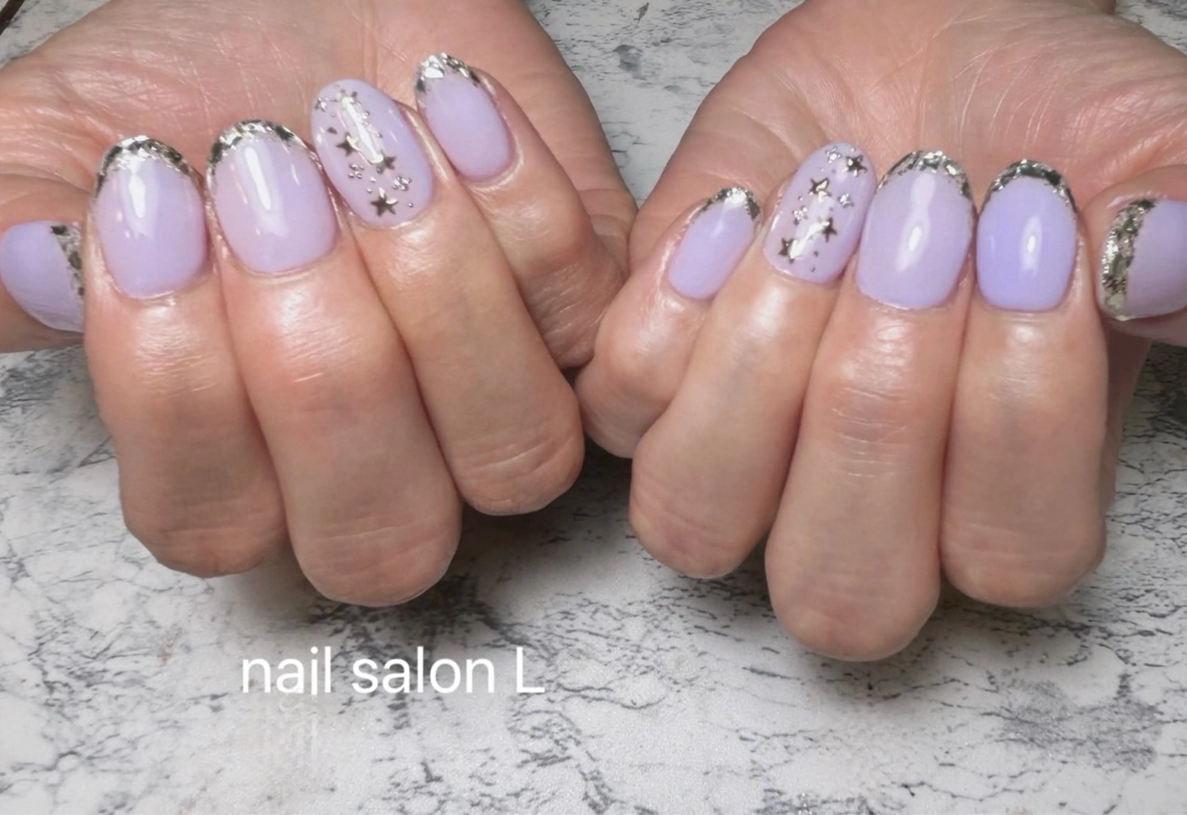 ネイル フレンチネイル ガラスフレンチ ハンドネイル 吉川市 ネイルサロンLのネイルデザイン