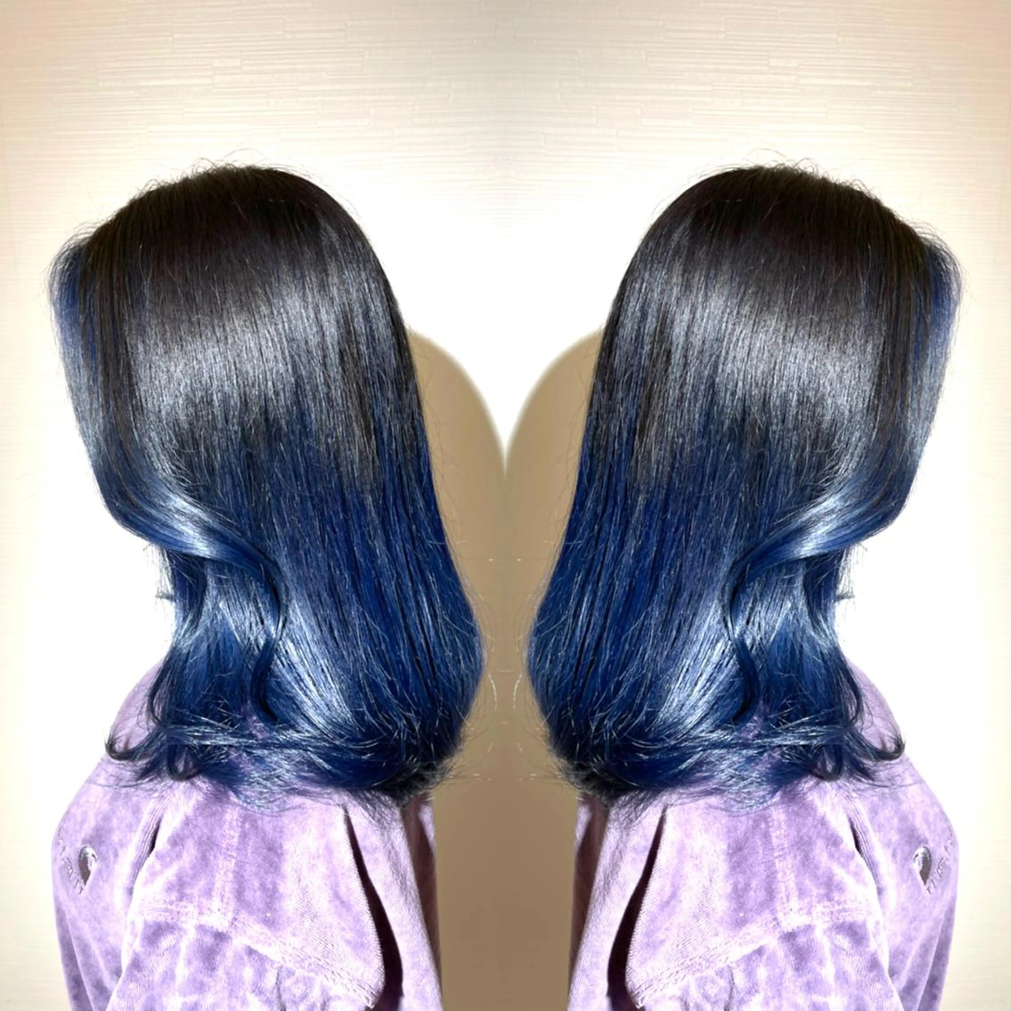 セミロング パーマ ヘアアレンジ メンズ キッズ ネイル マツエク・マツパ ブルー グラデーション ヘアカラー トリートメント ✅髪質改善/縮毛矯正 /ヤマモト トキオ✅のヘアスタイル