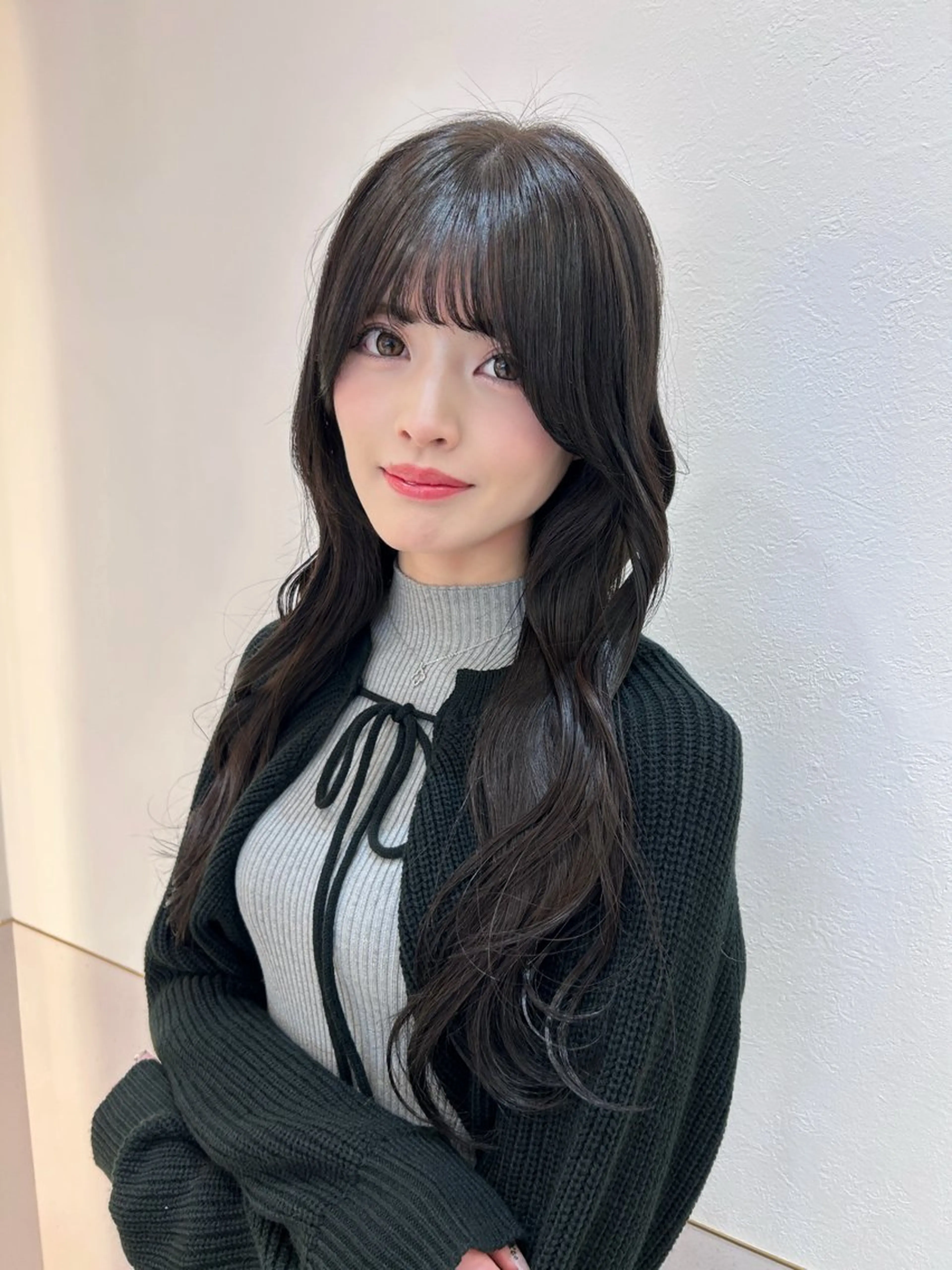 ロング 顔まわりレイヤー 顔周りカット 韓国風ヘア レイヤーカット ボブ/レイヤーボブ/ 髪質改善/梶川 夏季のヘアスタイル