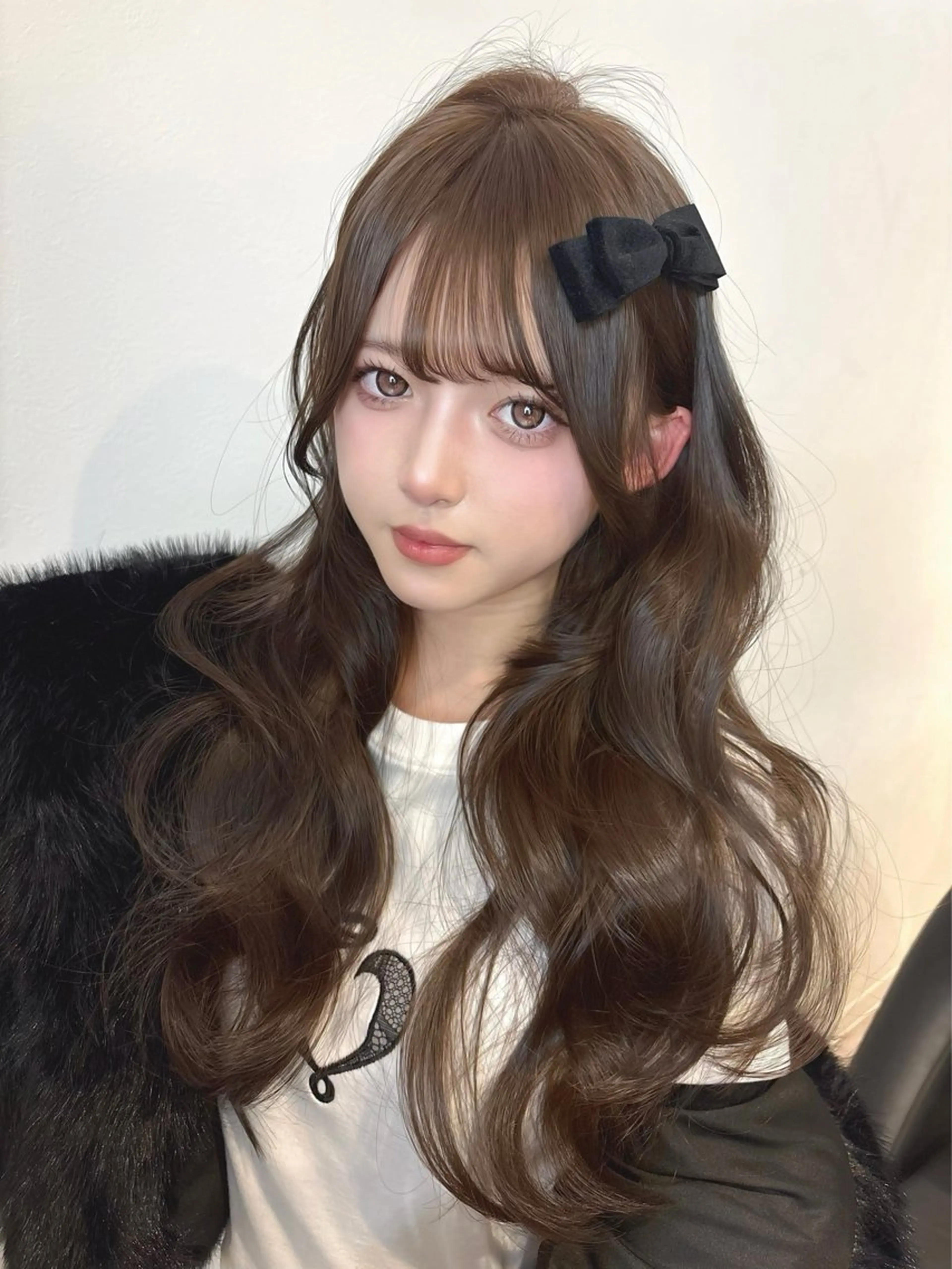 ロング カラー ベージュカラー みゅう／韓国：網紅： トレンドヘアのヘアスタイル