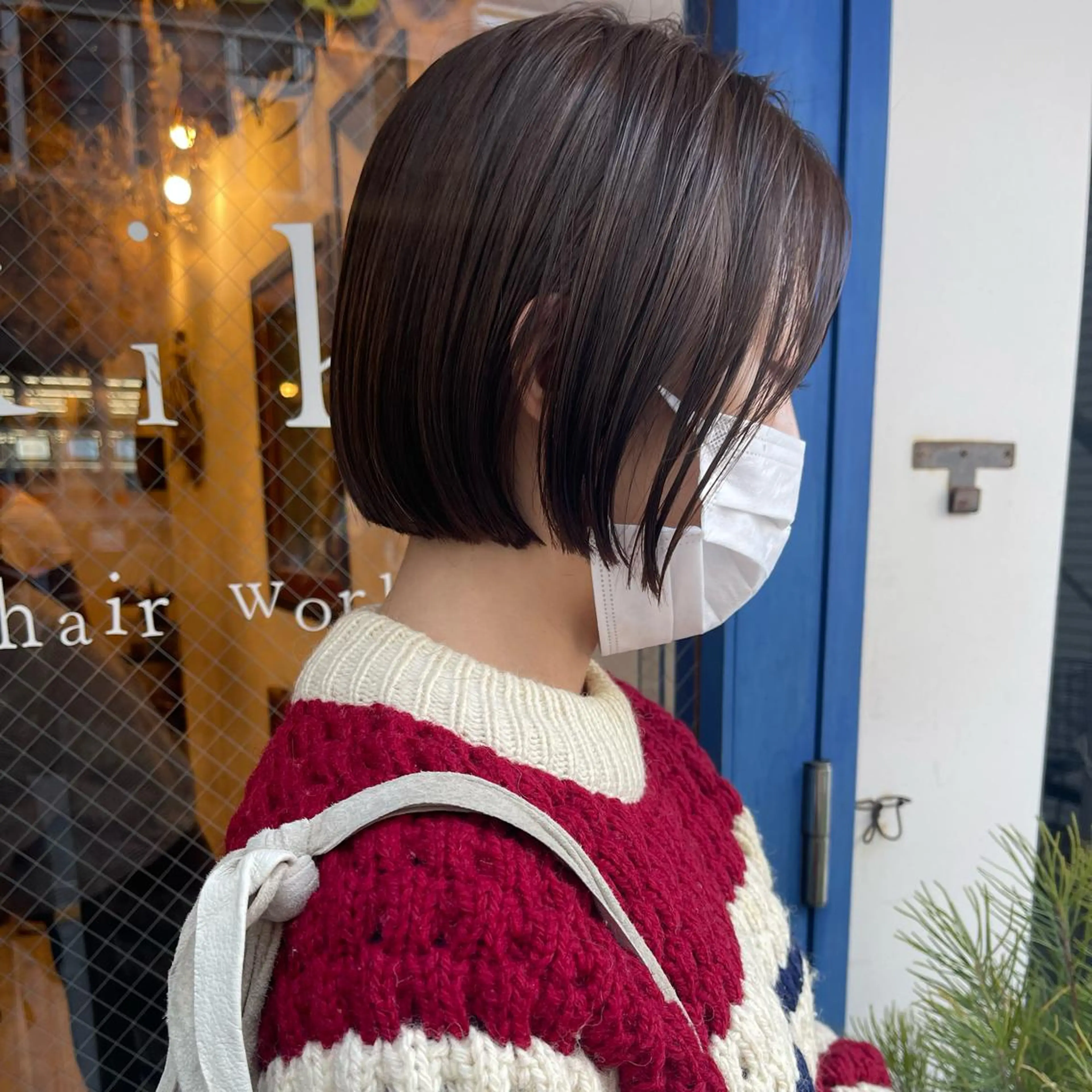 ショート カラー レザーカット/ ミニボブ/しおりのヘアスタイル