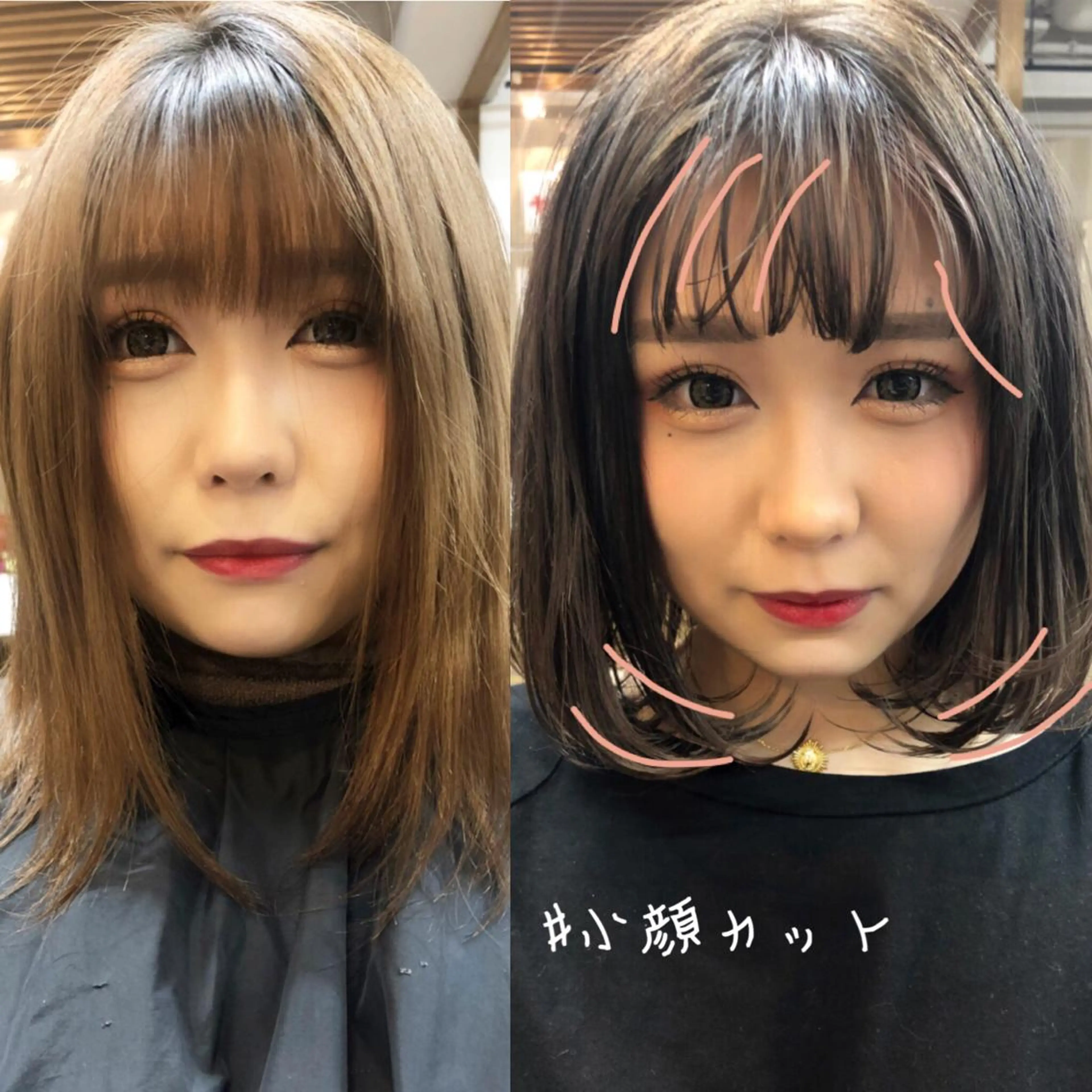 ミディアム レイヤーカット カット ヘアカラー トリートメント ヘアセット 360°キレイな ショートカットのヘアスタイル