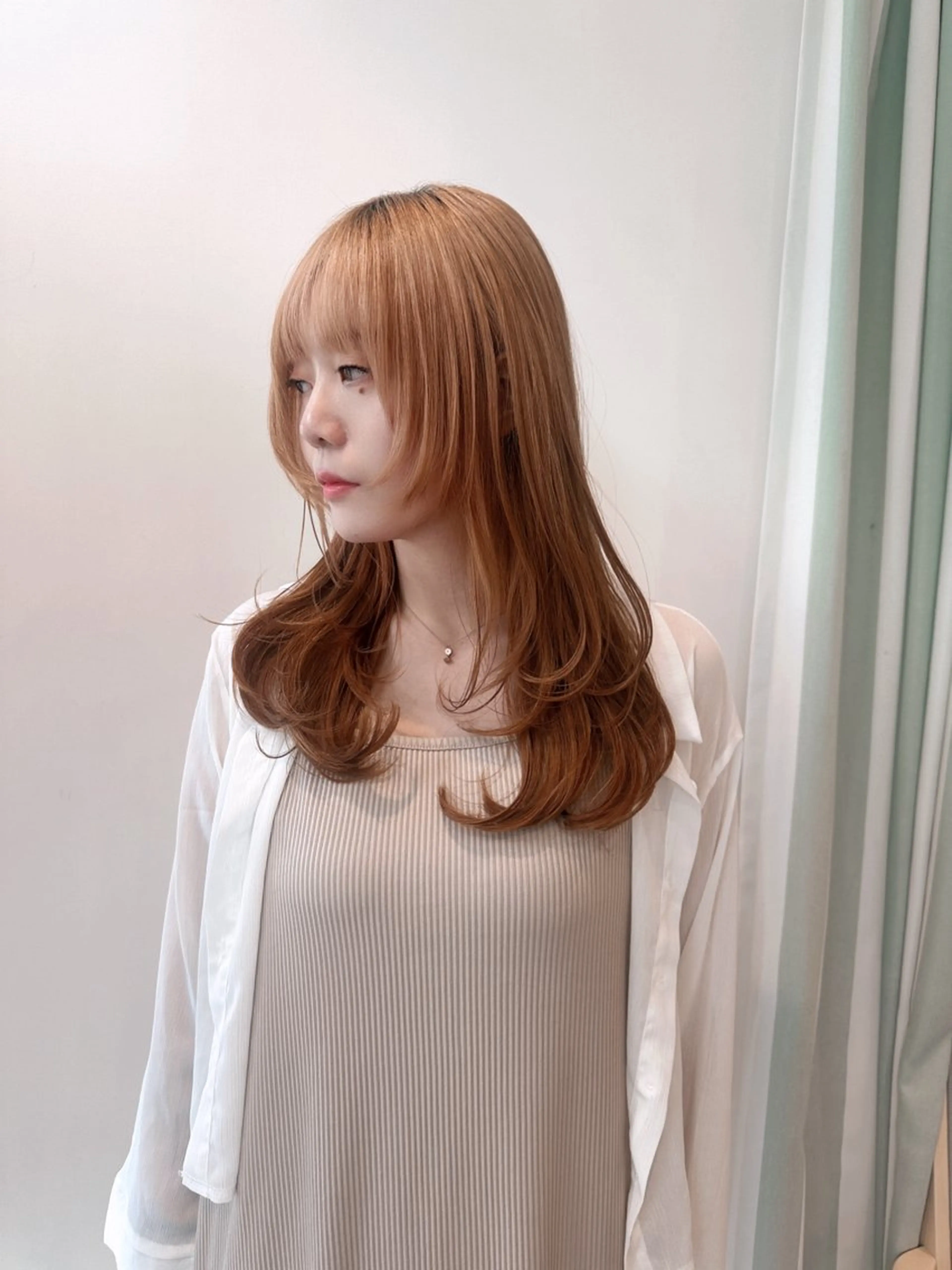 ロング カット トリートメント 小顔レイヤー/ ベージュ🤍Rieのヘアスタイル