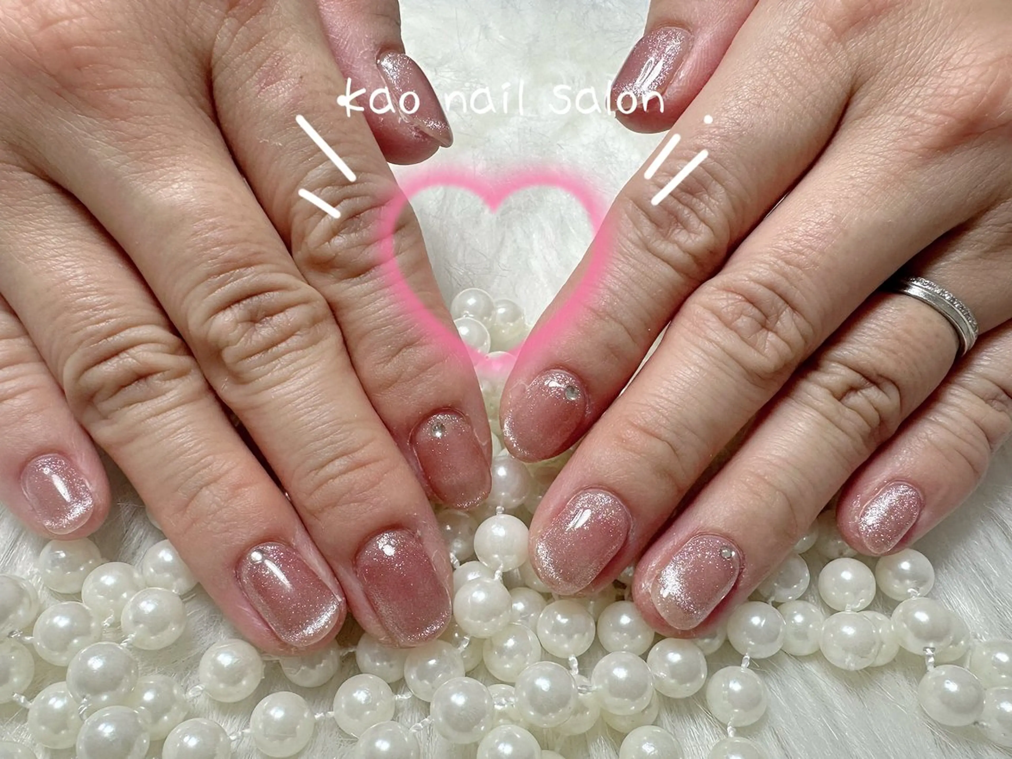 ネイル チークネイル 長さ出し フレンチネイル ジェルネイル ガラスフレンチ kao nail マグネット/長さだしのネイルデザイン