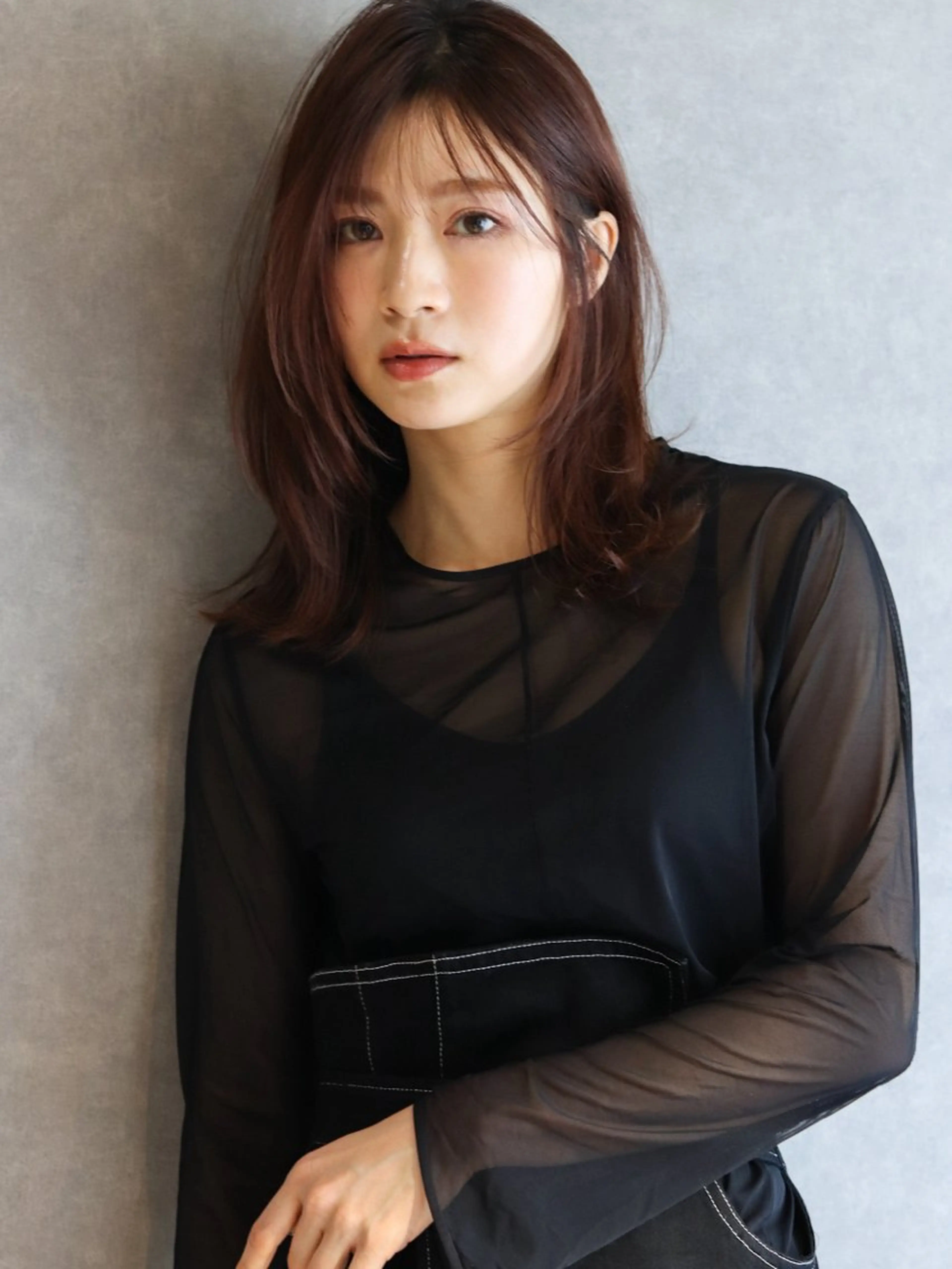 セミロング 柔らかい透明感カラー 髪質改善/神戸のヘアスタイル