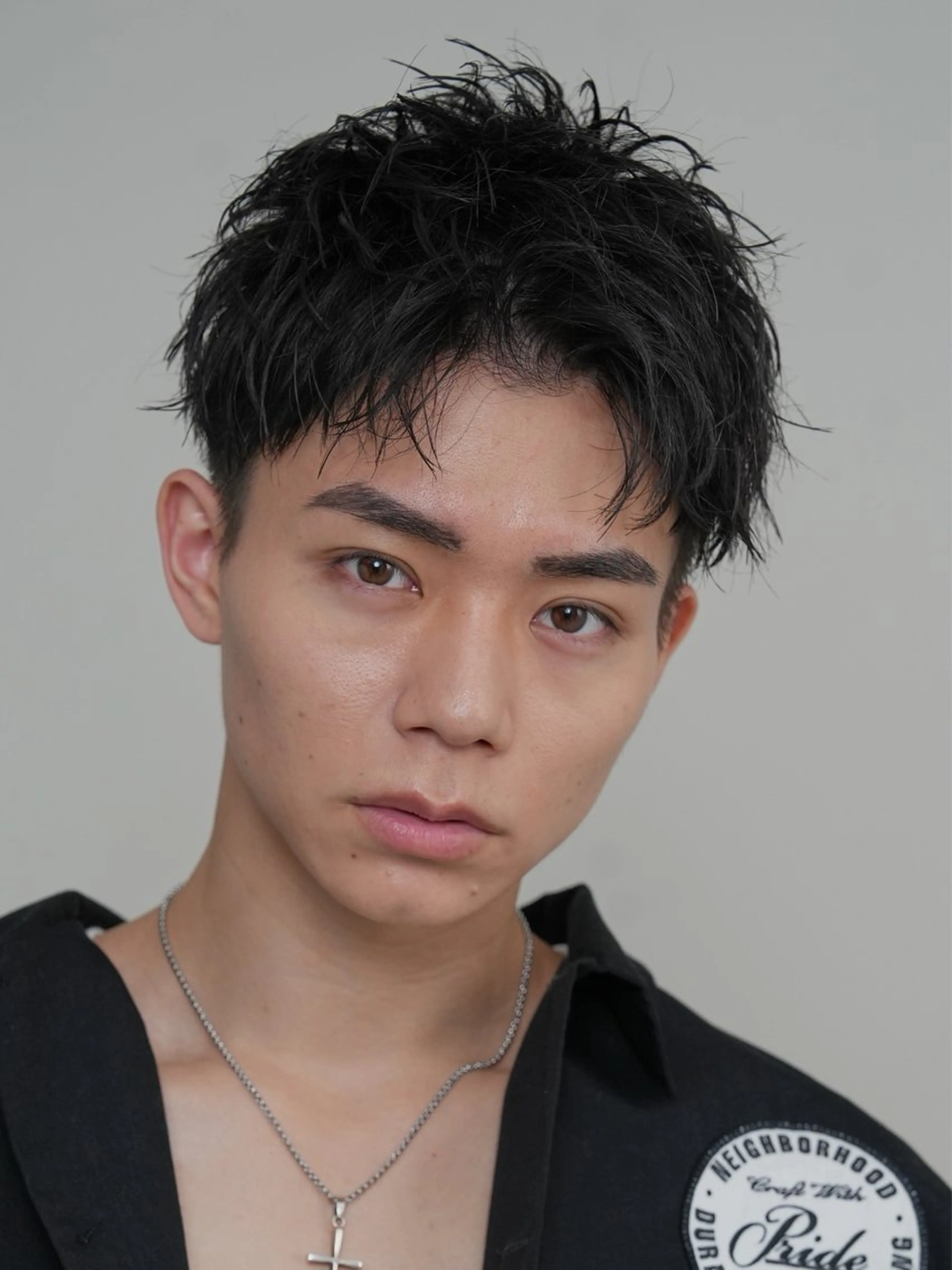 ショート パーマ メンズ アップバング 刈り上げ ショートヘア メンズパーマ 名古屋/水谷颯のヘアスタイル
