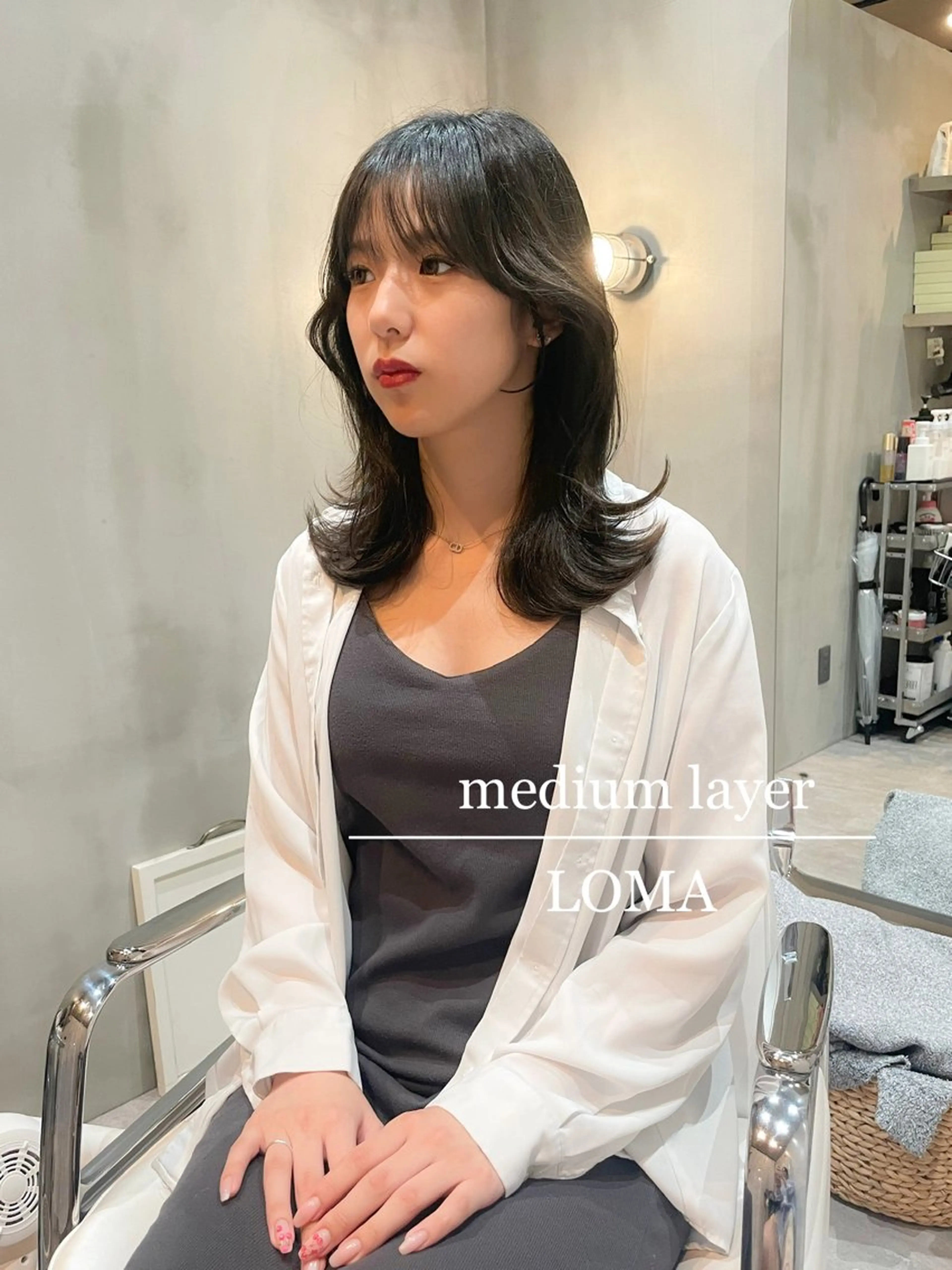 ミディアム ミディアムレイヤー 髪質改善 韓国風ヘア レイヤーカット カット ヘアカラー トリートメント LOMA🇰🇷 銀座クボタのヘアスタイル